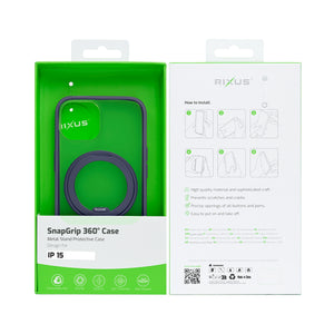Rixus SnapGrip 360 Case For Apple iPhone 15 Blue
