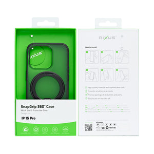 Rixus SnapGrip 360 Case For Apple iPhone 15 Pro Black
