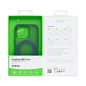 Rixus SnapGrip 360 Case For Apple iPhone 15 Pro Blue
