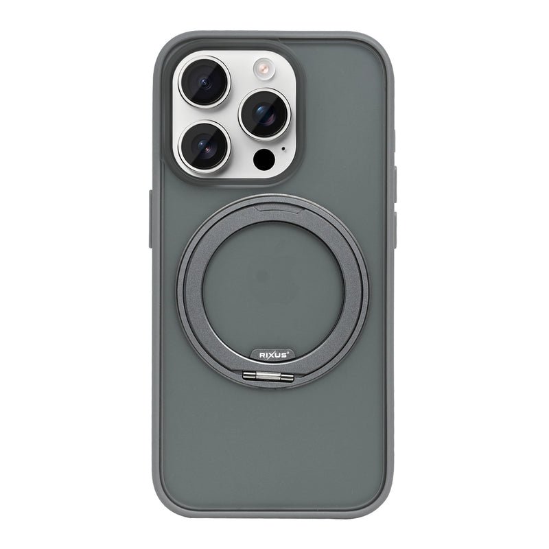Rixus SnapGrip 360 Case For Apple iPhone 15 Pro Grey