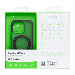 Rixus SnapGrip 360 Case For Apple iPhone 15 Pro Max Black