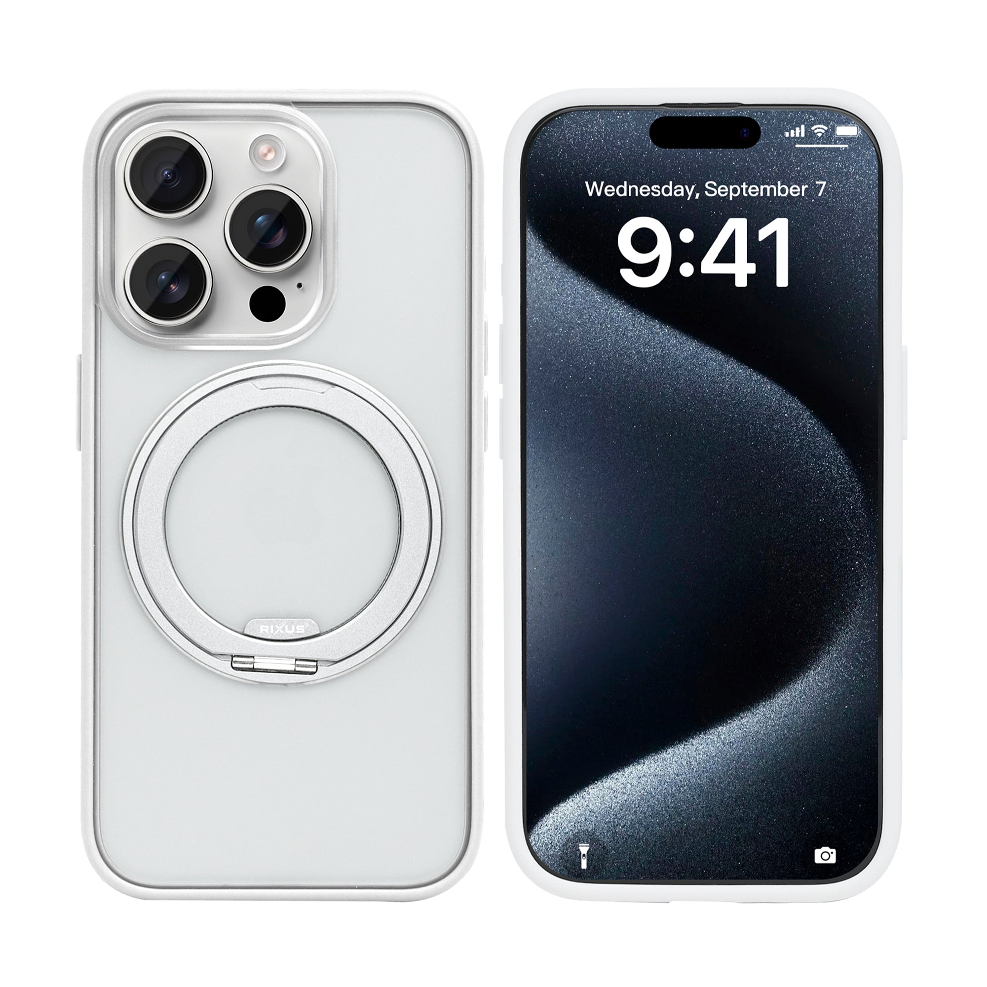 Rixus SnapGrip 360 Case For Apple iPhone 15 Pro Max White