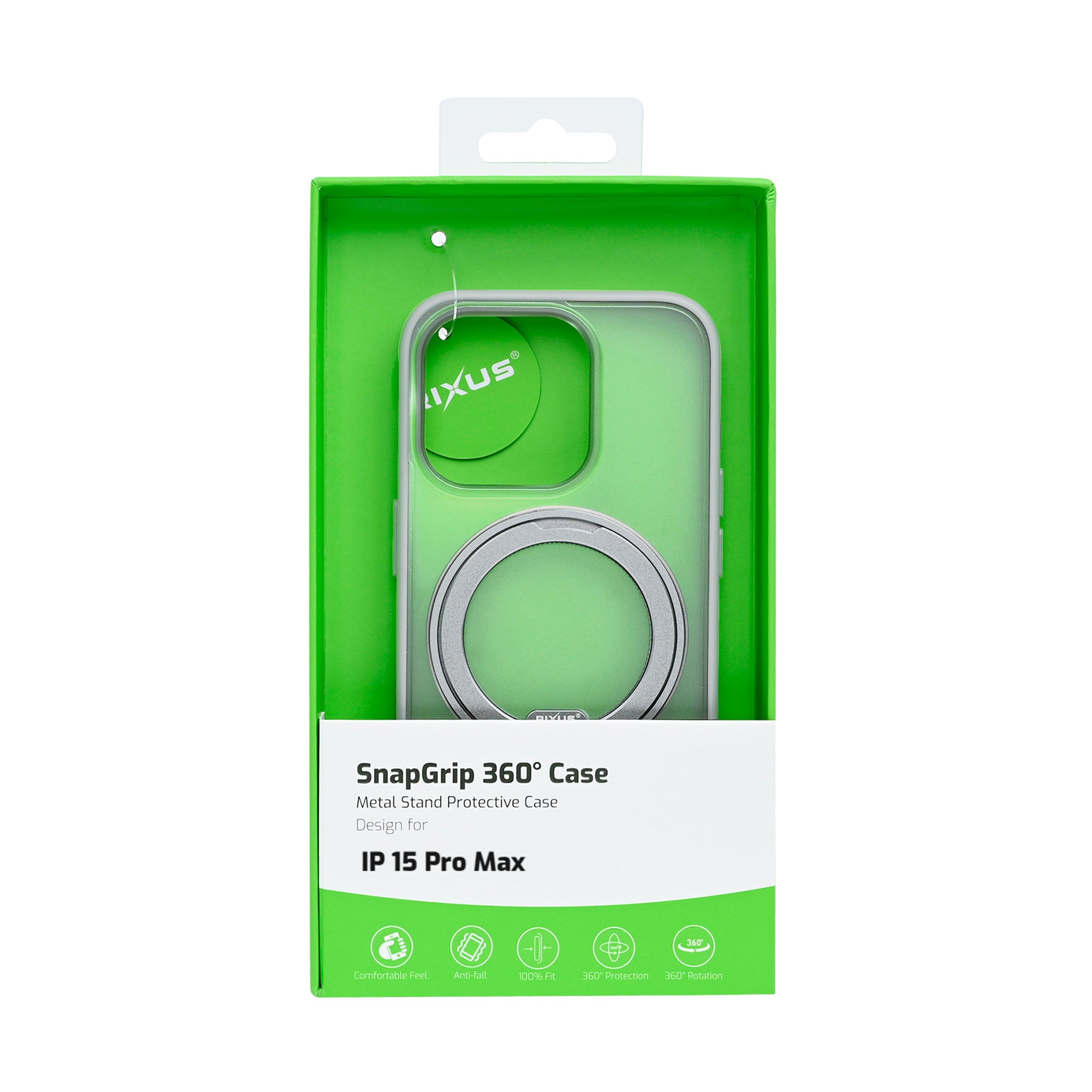 Rixus SnapGrip 360 Case For Apple iPhone 15 Pro Max White