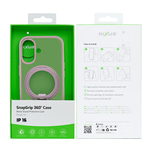 Rixus SnapGrip 360 Case For Apple iPhone 16 Pink