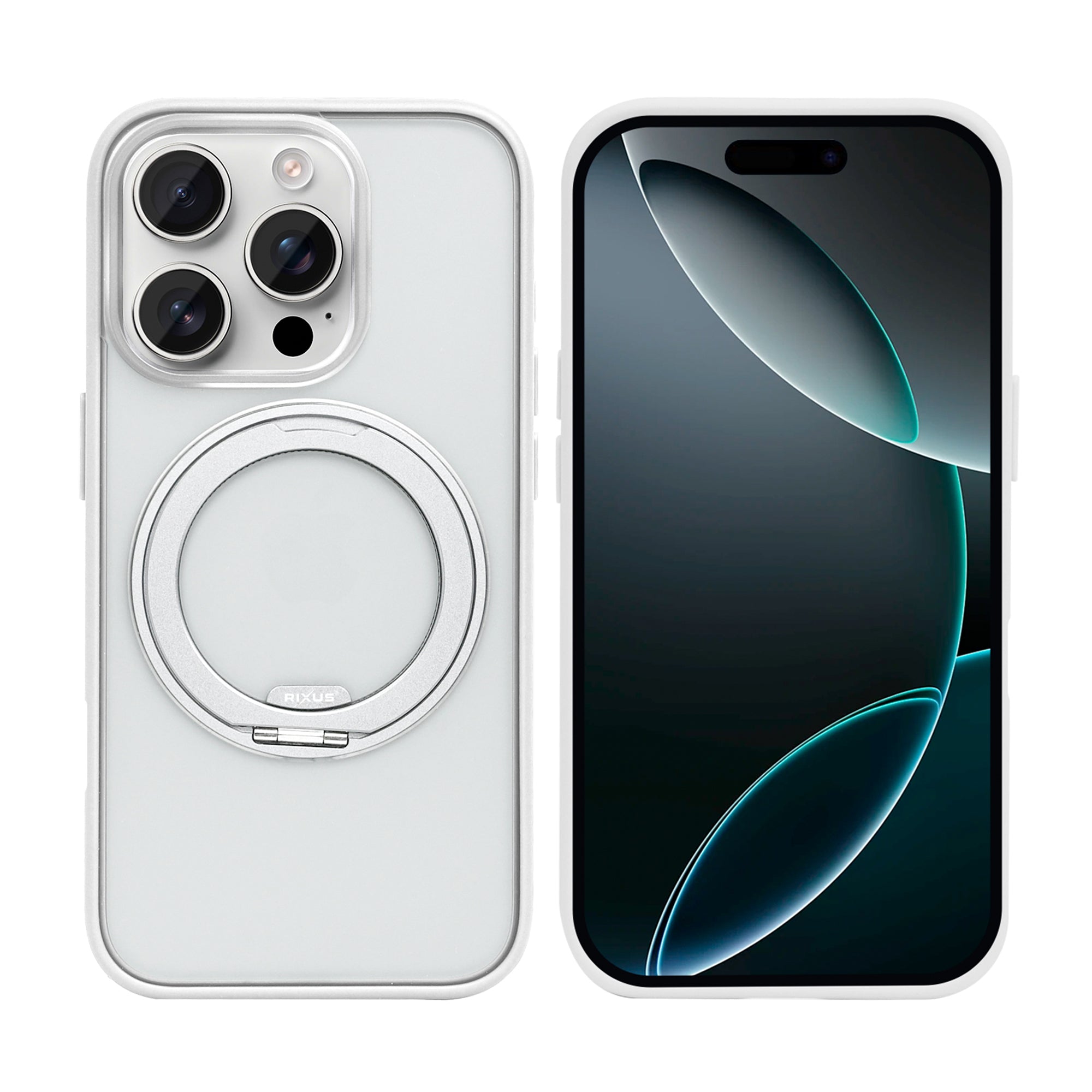 Rixus SnapGrip 360 Case For Apple iPhone 16 Pro Max White