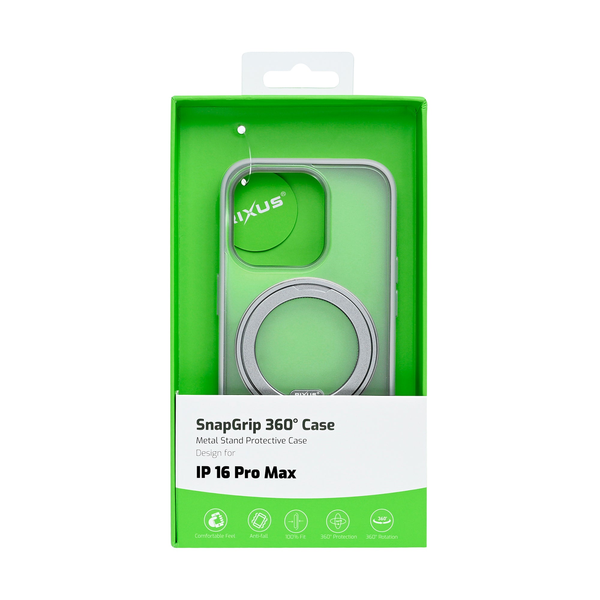 Rixus SnapGrip 360 Case For Apple iPhone 16 Pro Max White