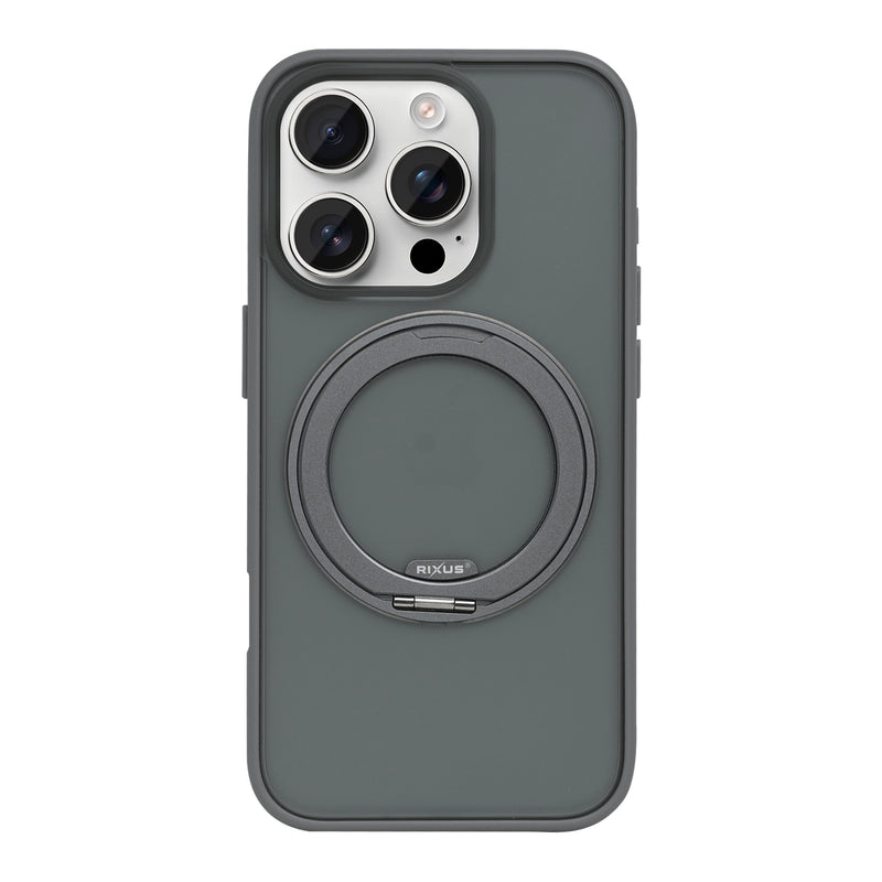 Rixus SnapGrip 360 Case For Apple iPhone 16 Pro Max Grey