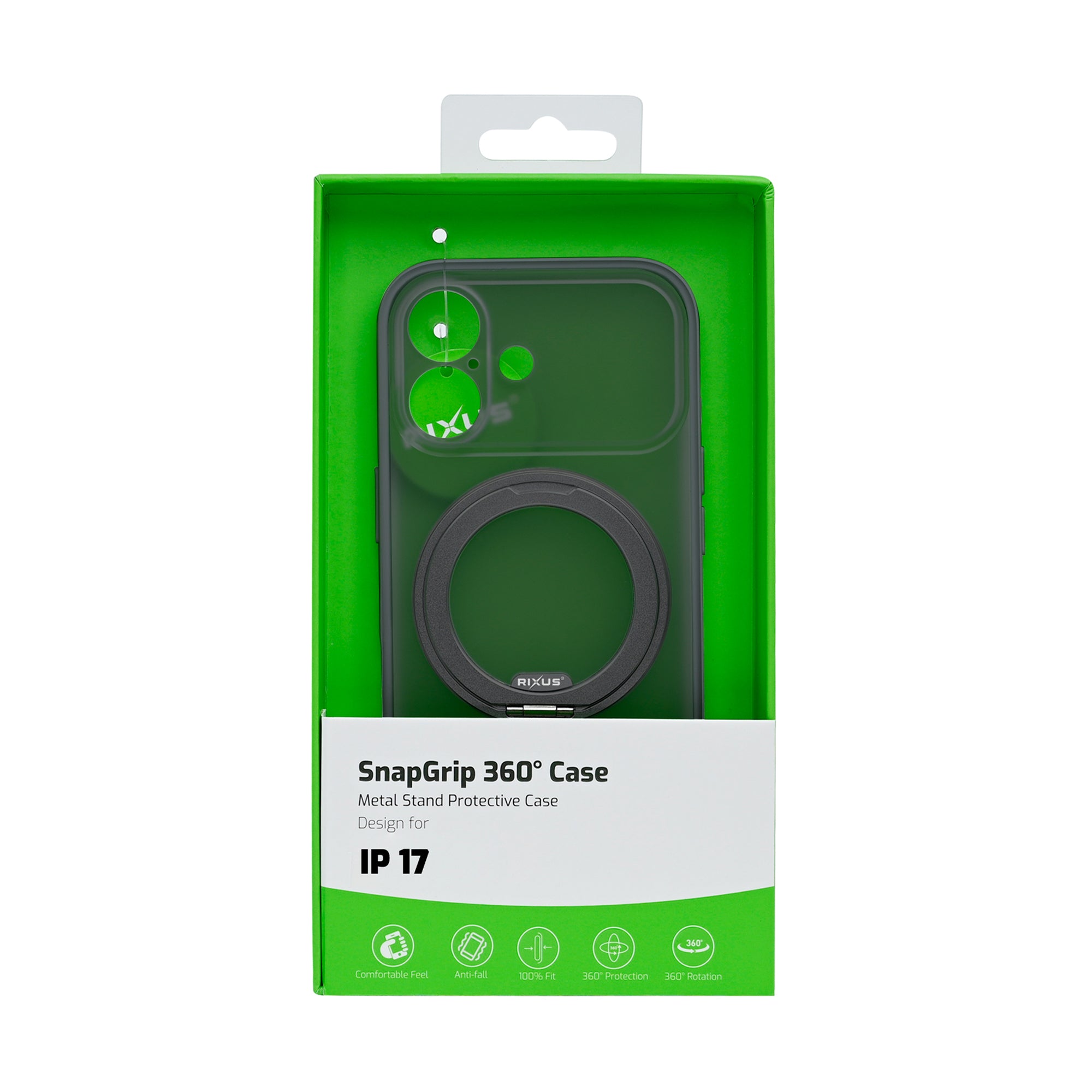 Rixus SnapGrip 360 Case For Apple iPhone 17 Black