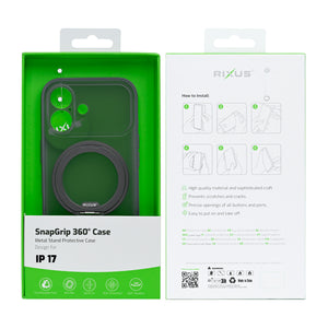 Rixus SnapGrip 360 Case For Apple iPhone 17 Black