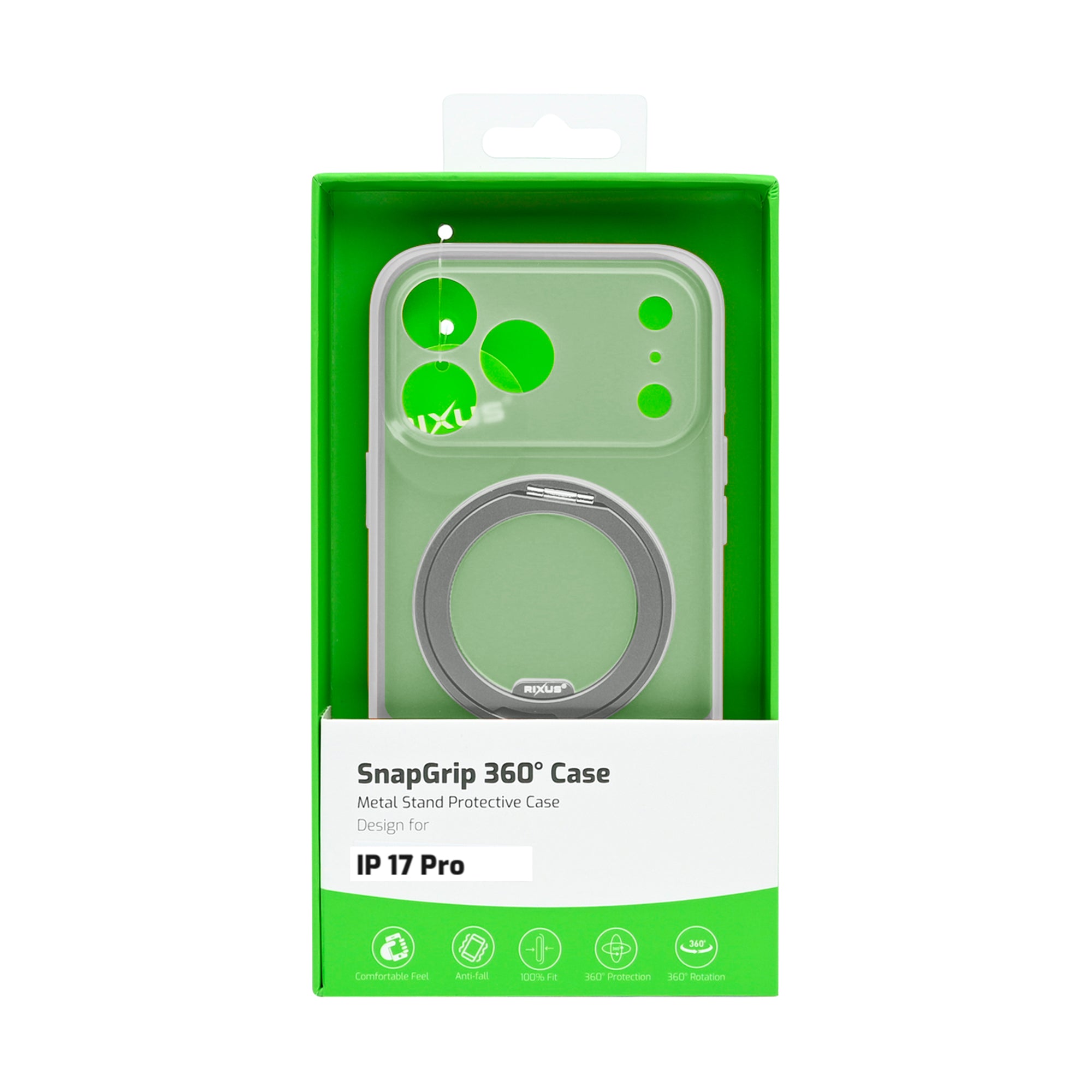 Rixus SnapGrip 360 Case For Apple iPhone 17 Pro White