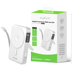 Rixus RXPB77B MagSafe Compatible Powerbank 10000 mAh 35W White