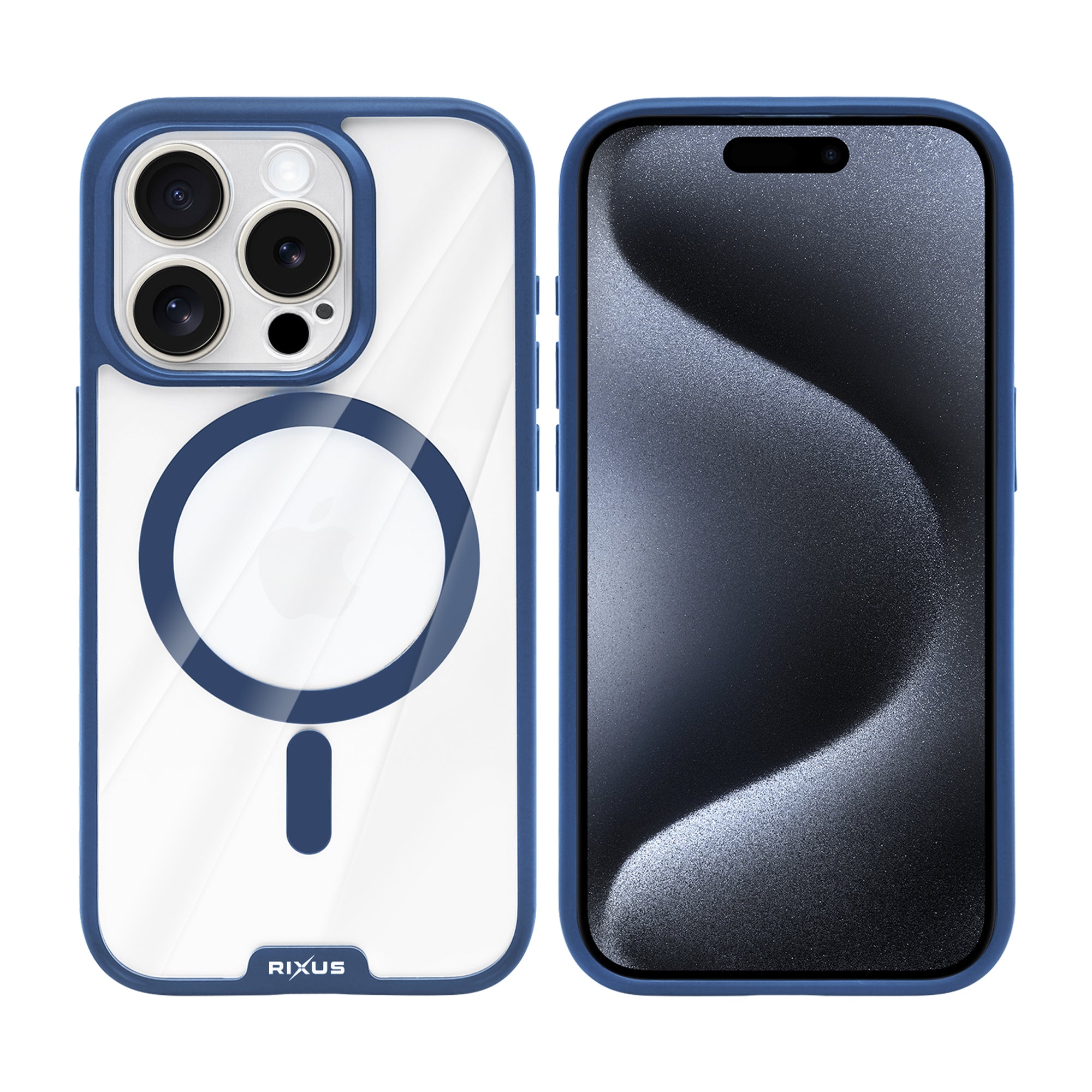 Rixus Crystal Amber Case For Apple iPhone 15 Pro Blue