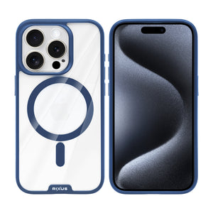 Rixus Crystal Amber Case For Apple iPhone 15 Pro Blue