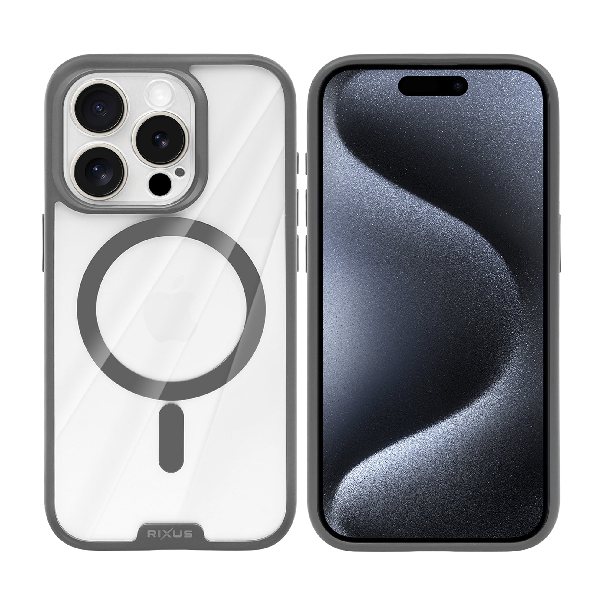 Rixus Crystal Amber Case For Apple iPhone 15 Pro Grey