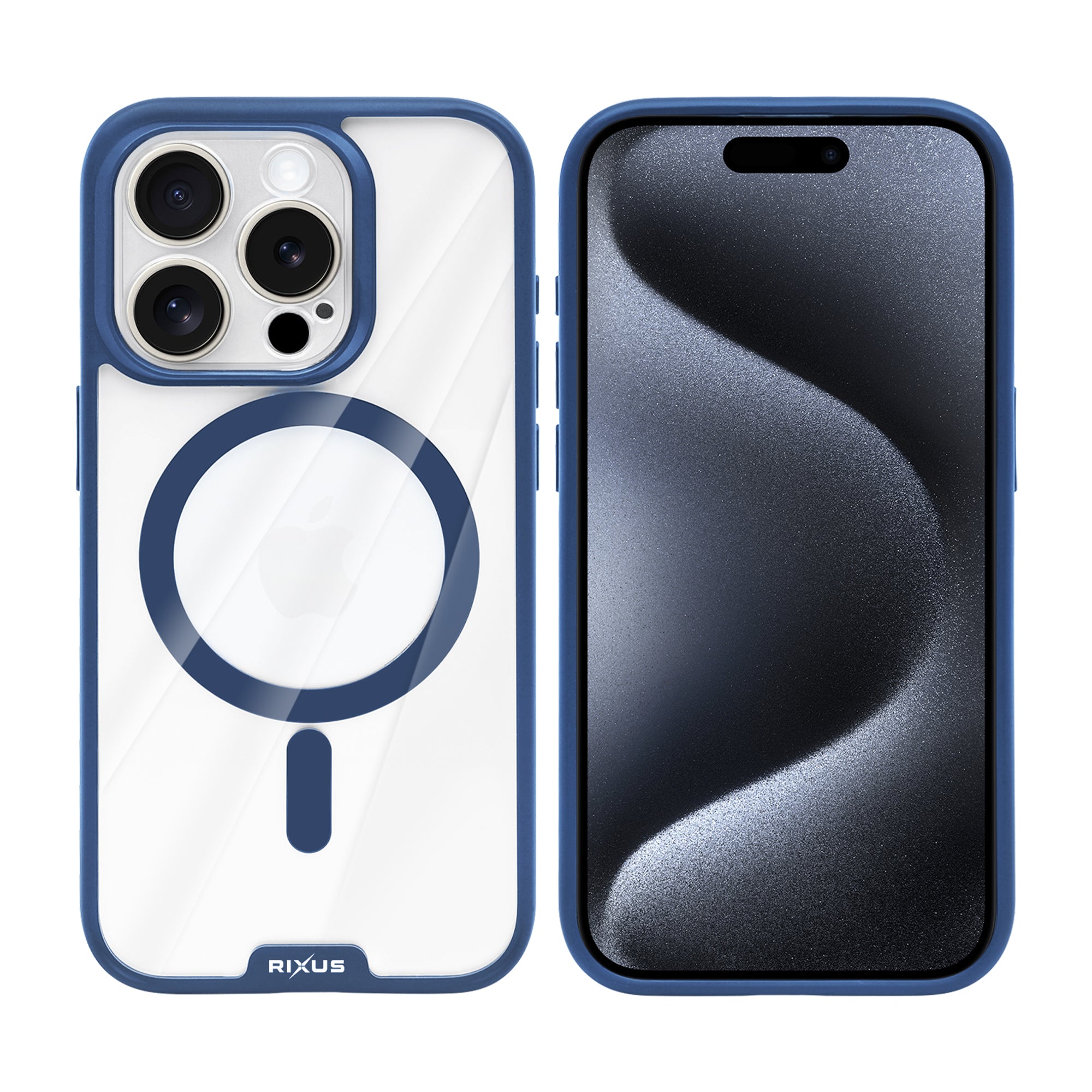 Rixus Crystal Amber Case For Apple iPhone 15 Pro Max Blue
