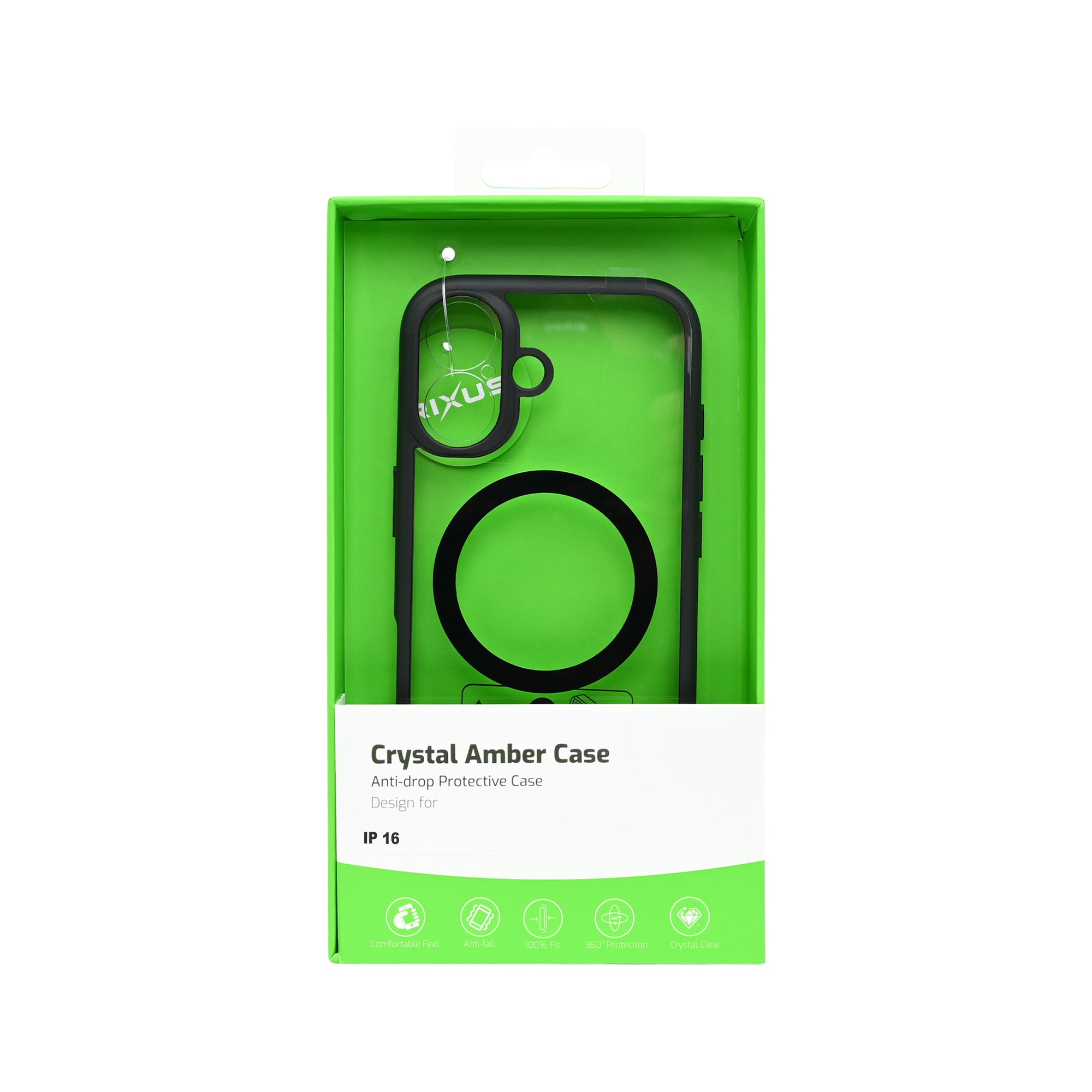 Rixus Crystal Amber Case For Apple iPhone 16 Black