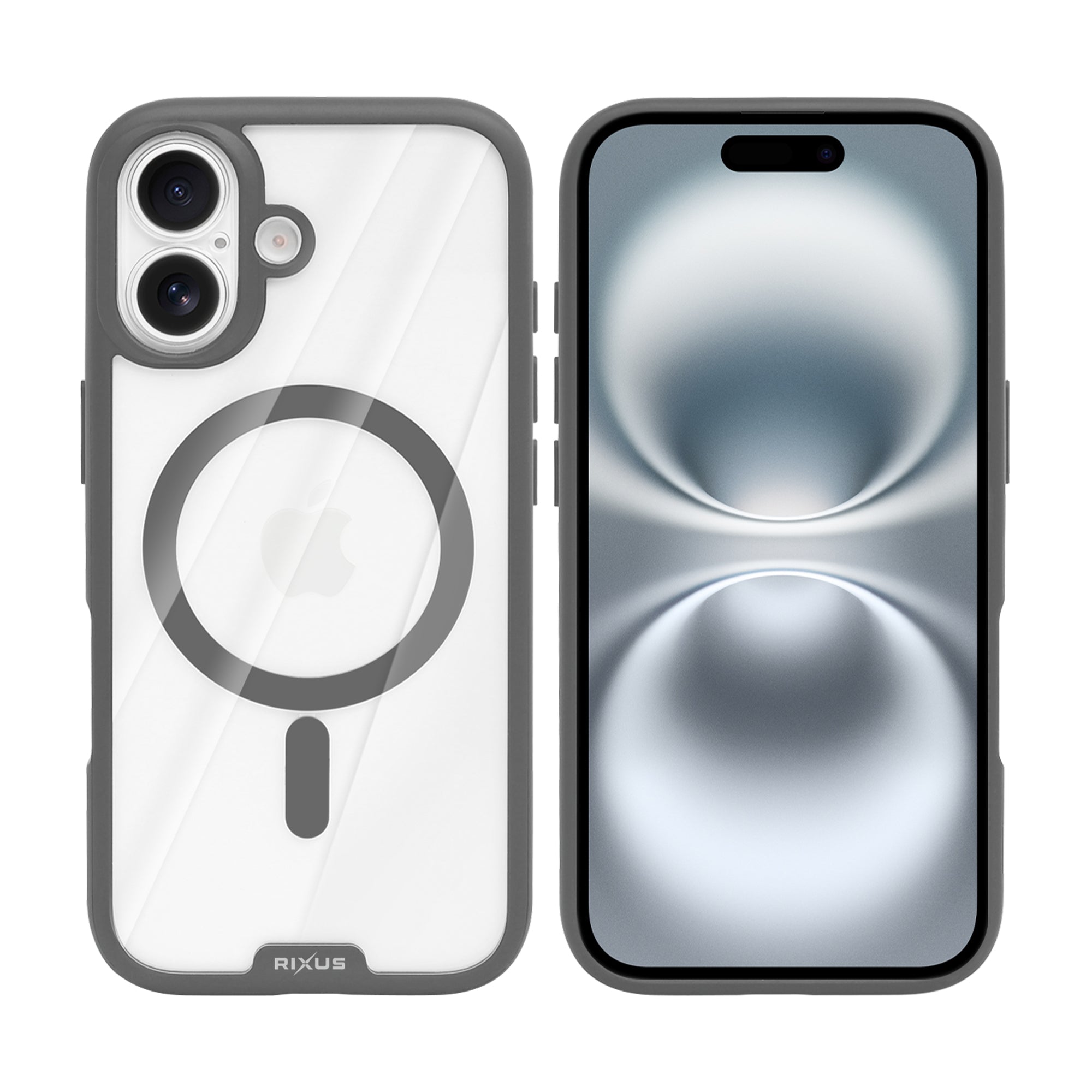 Rixus Crystal Amber Case For Apple iPhone 16 Grey