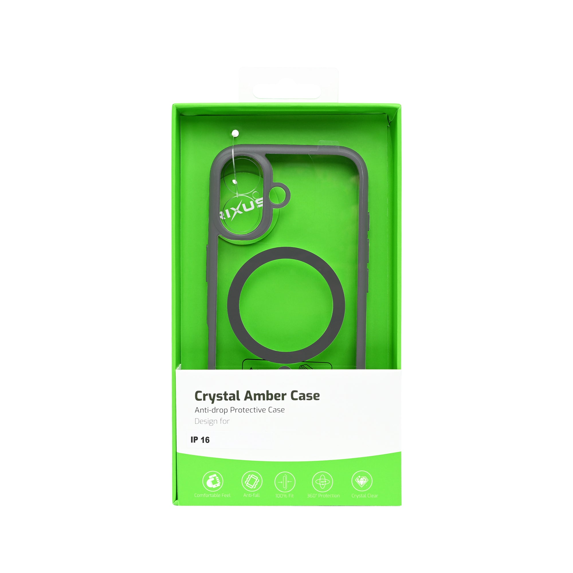 Rixus Crystal Amber Case For Apple iPhone 16 Grey