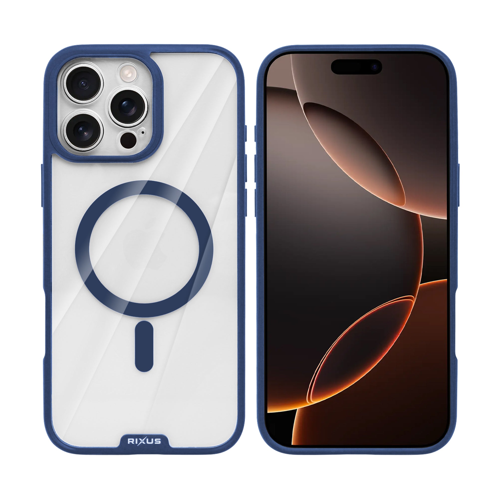 Rixus Crystal Amber Case For Apple iPhone 16 Pro Blue