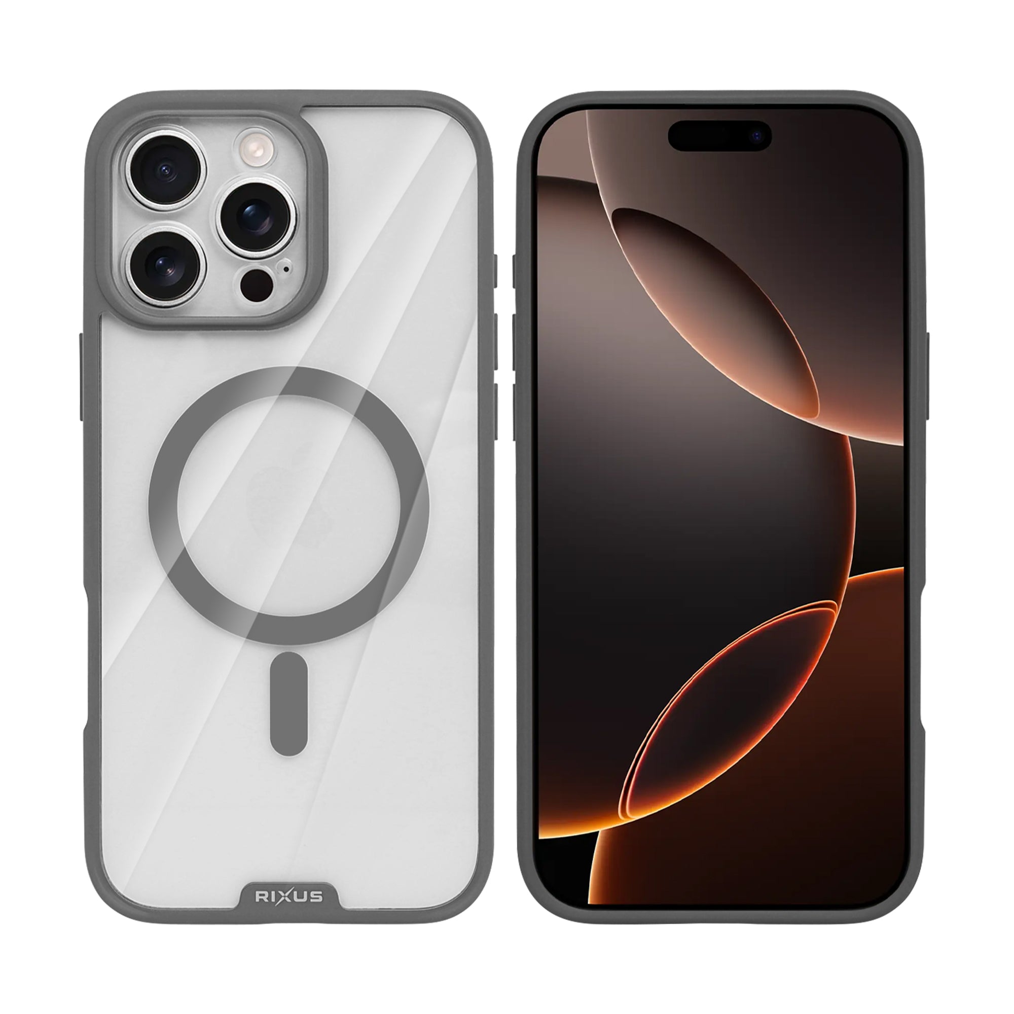 Rixus Crystal Amber Case For Apple iPhone 16 Pro Grey