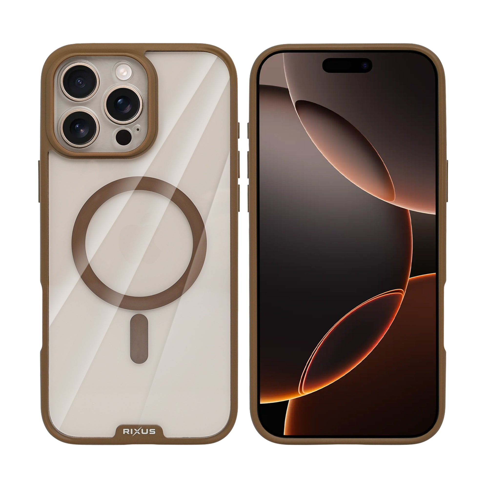 Rixus Crystal Amber Case For Apple iPhone 16 Pro Desert Gold