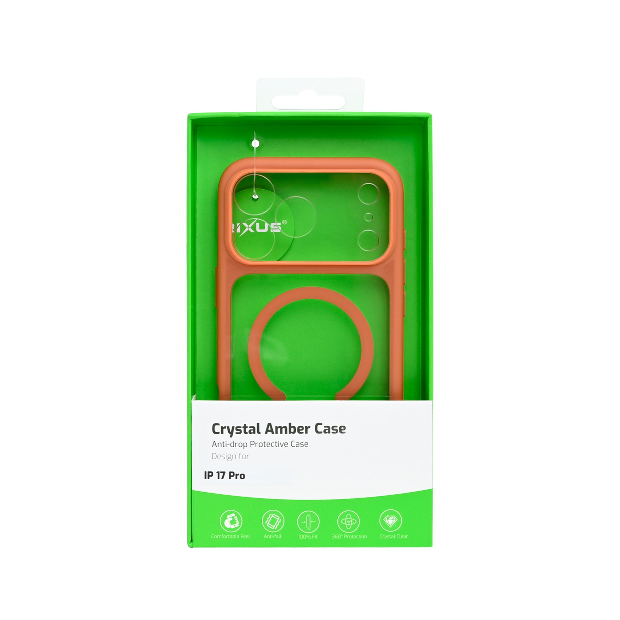 Rixus Crystal Amber Case For Apple iPhone 17 Pro Orange