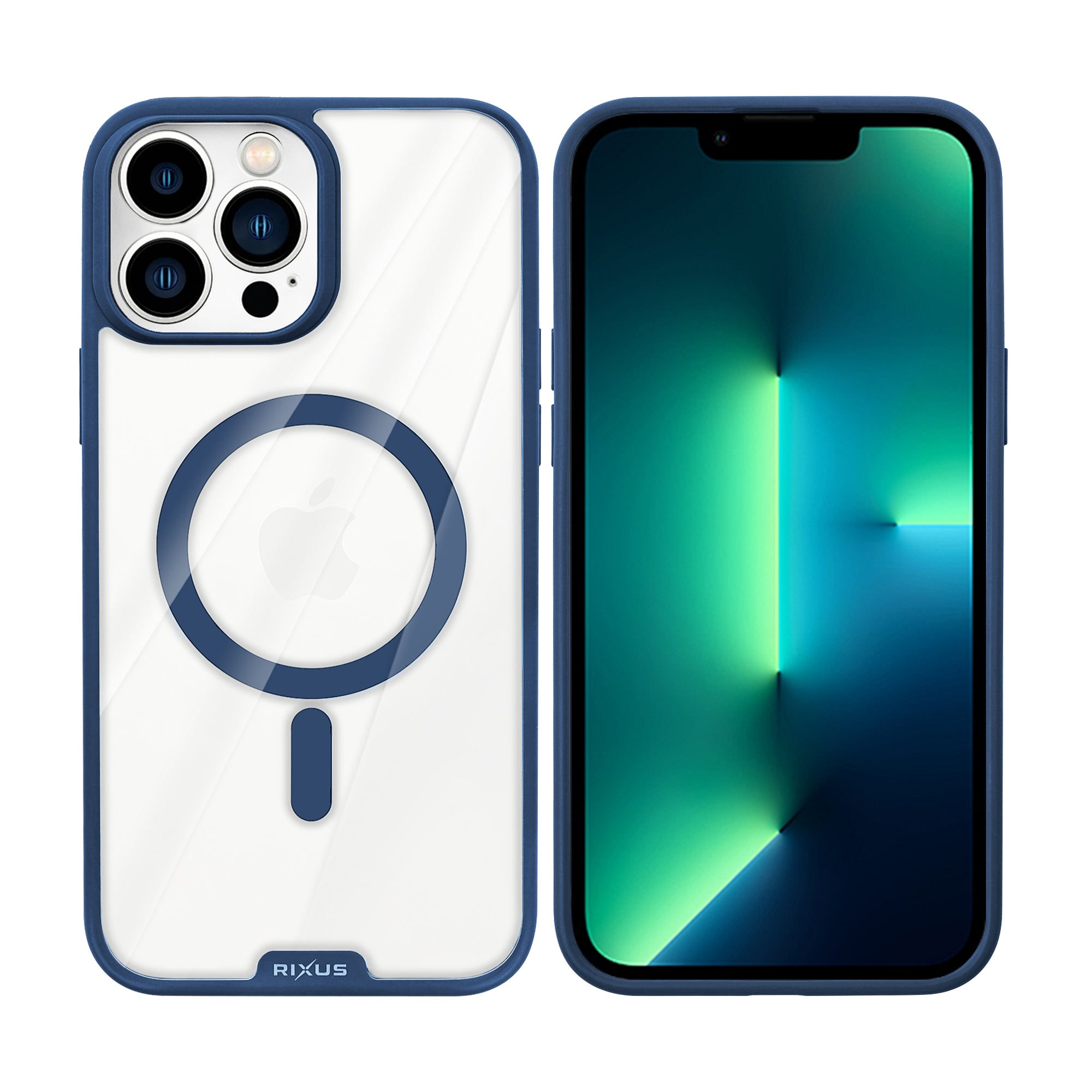 Rixus Crystal Amber Case For Apple iPhone 13 Pro Blue