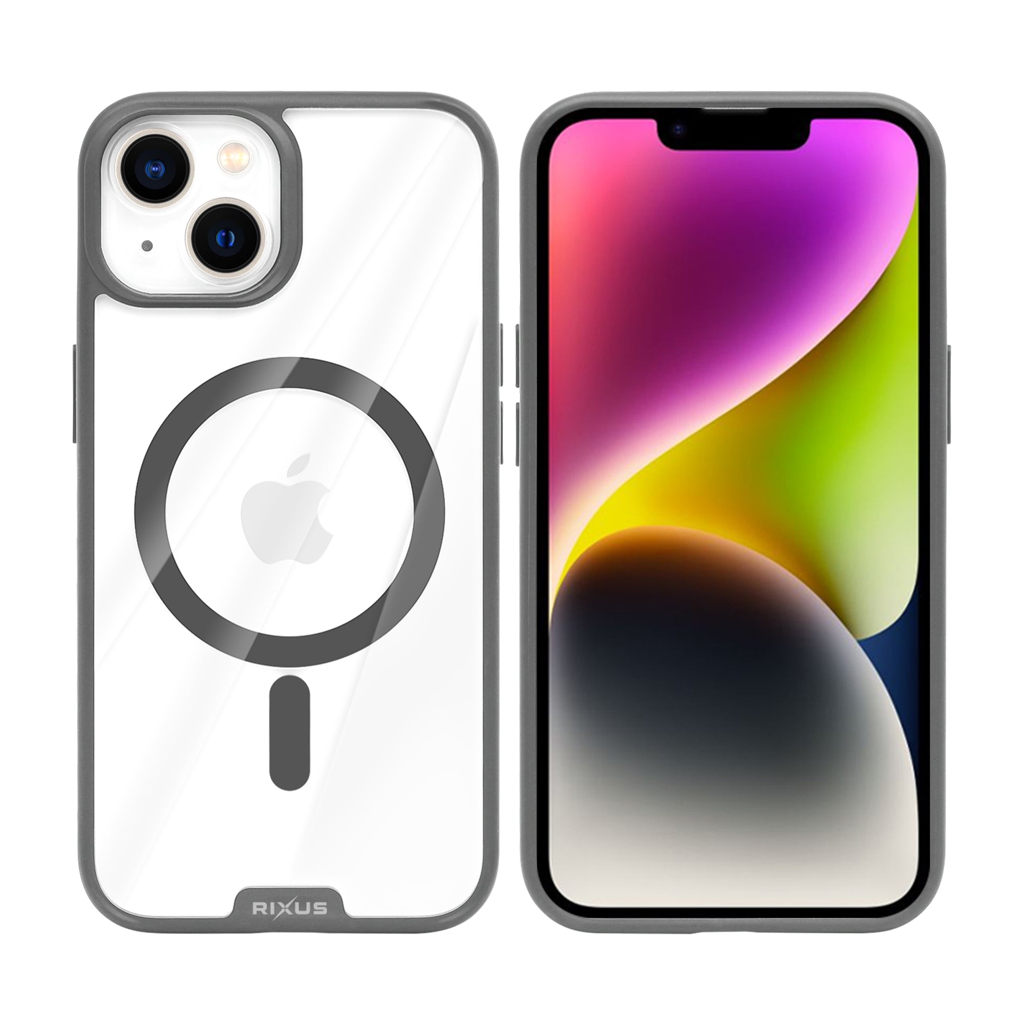 Rixus Crystal Amber Case For Apple iPhone 14 Grey