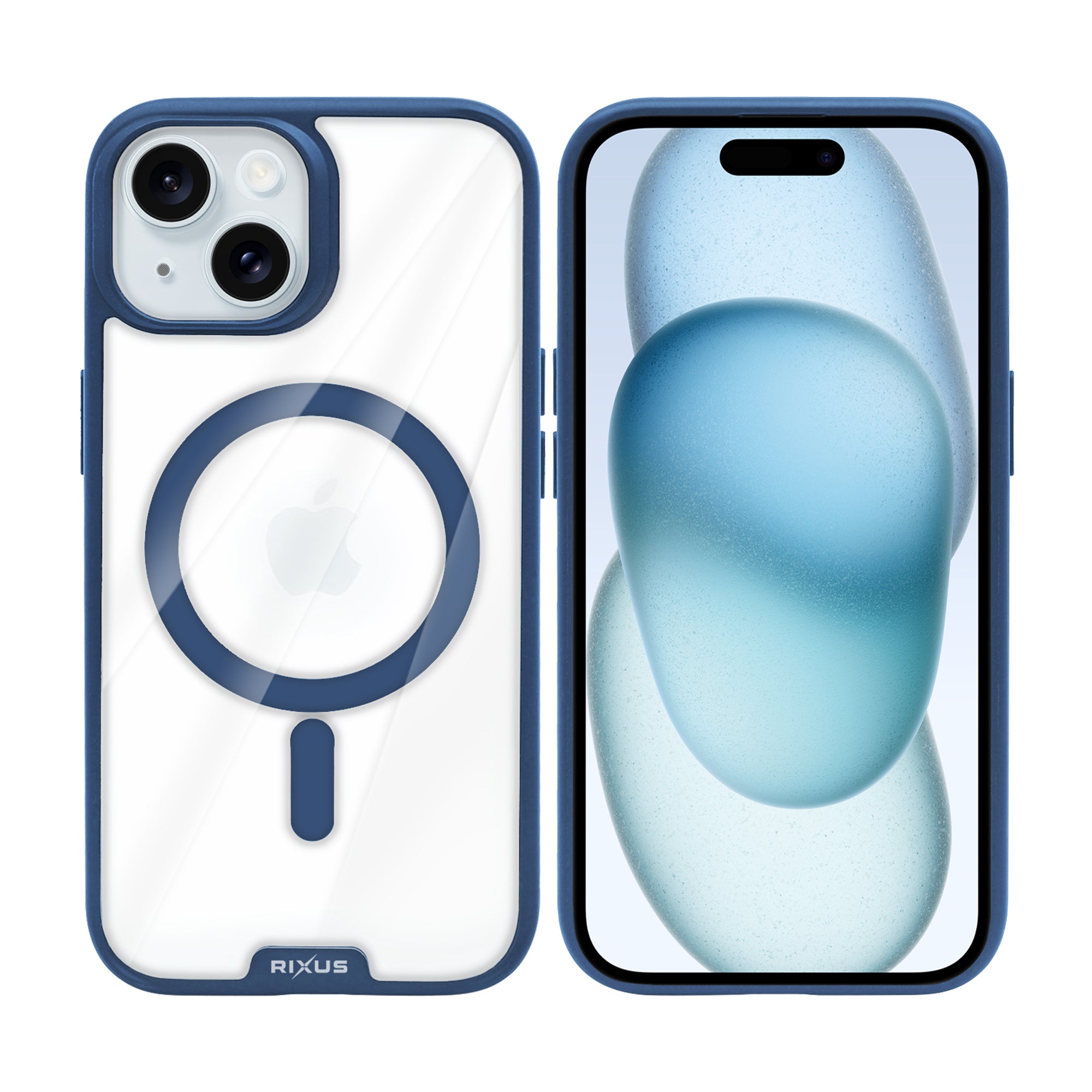 Rixus Crystal Amber Case For Apple iPhone 15 Blue