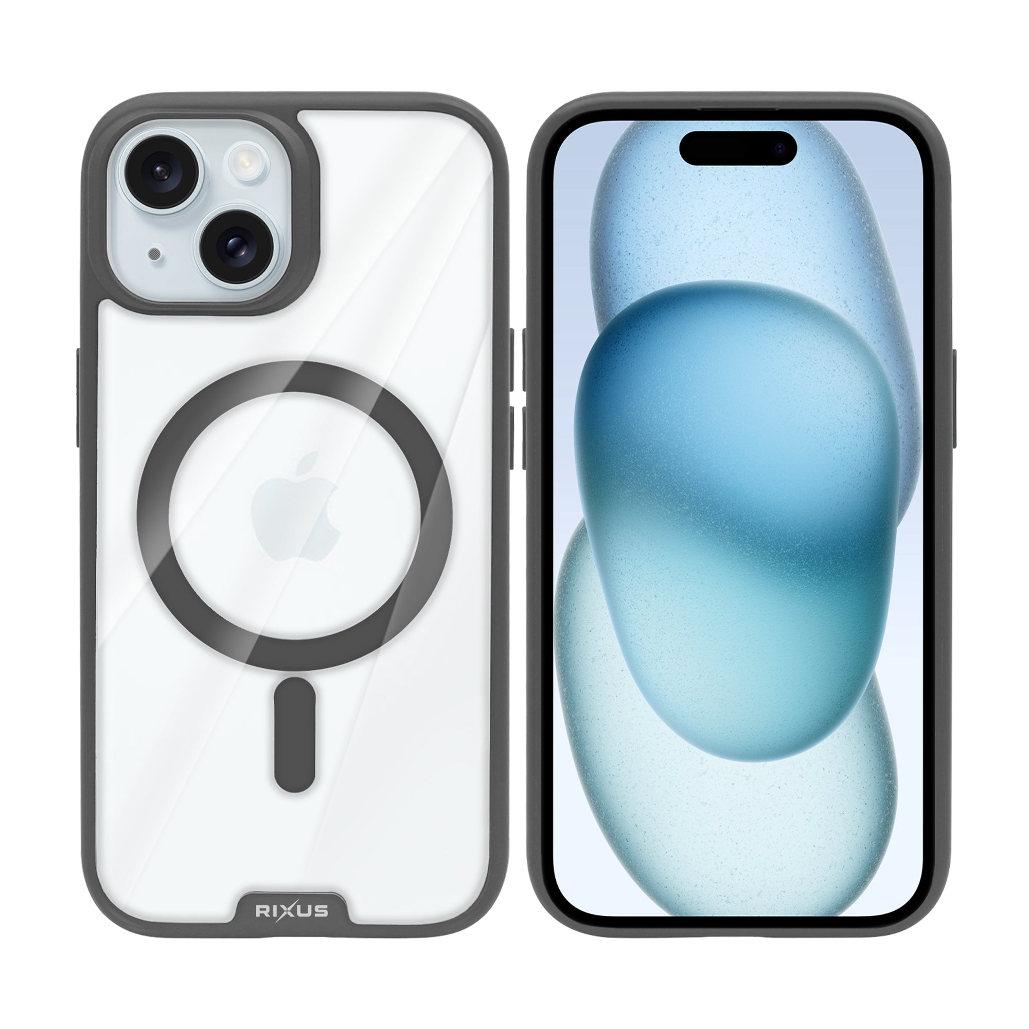 Rixus Crystal Amber Case For Apple iPhone 15 Grey