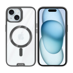 Rixus Crystal Amber Case For Apple iPhone 15 Grey
