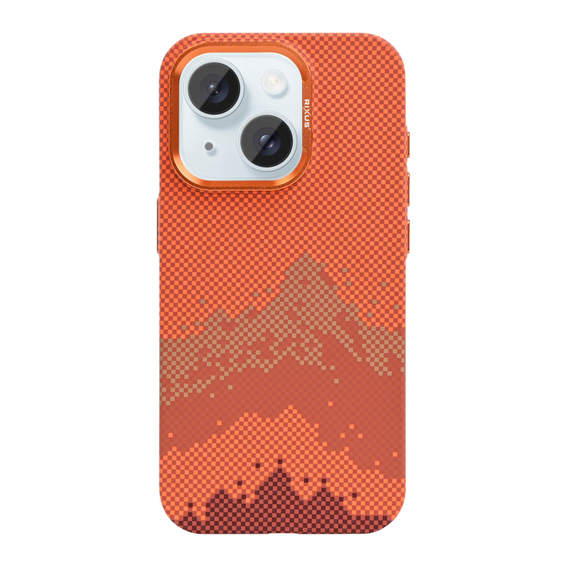 Rixus Alpine Ultra-Slim Case With MagSafe Compatible RXD081 For Apple iPhone 15 Mountain Orange