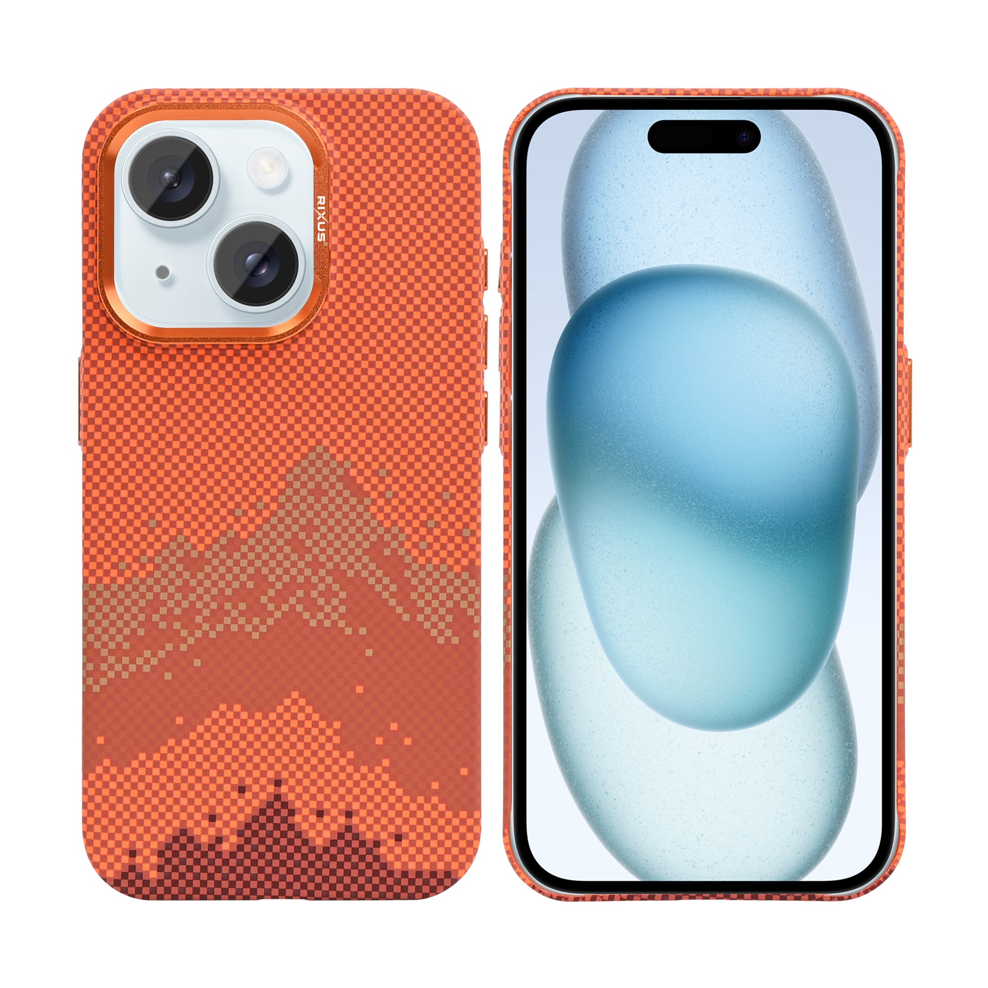 Rixus Alpine Ultra-Slim Case With MagSafe Compatible RXD081 For Apple iPhone 15 Mountain Orange