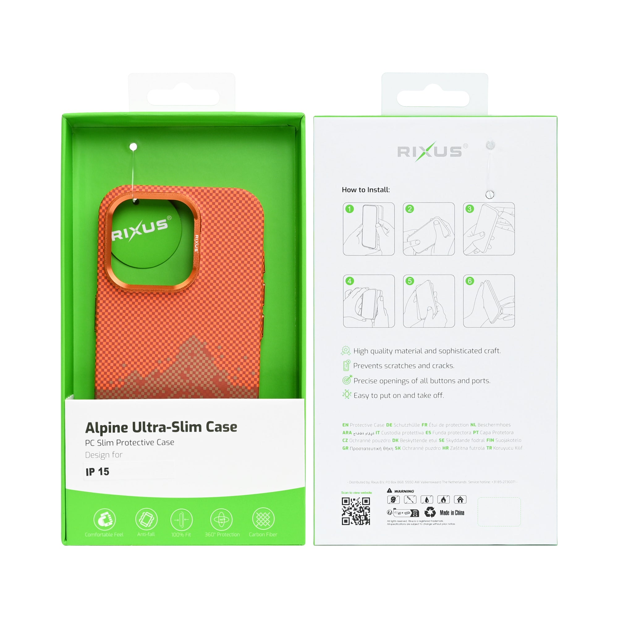 Rixus Alpine Ultra-Slim Case With MagSafe Compatible RXD081 For Apple iPhone 15 Mountain Orange