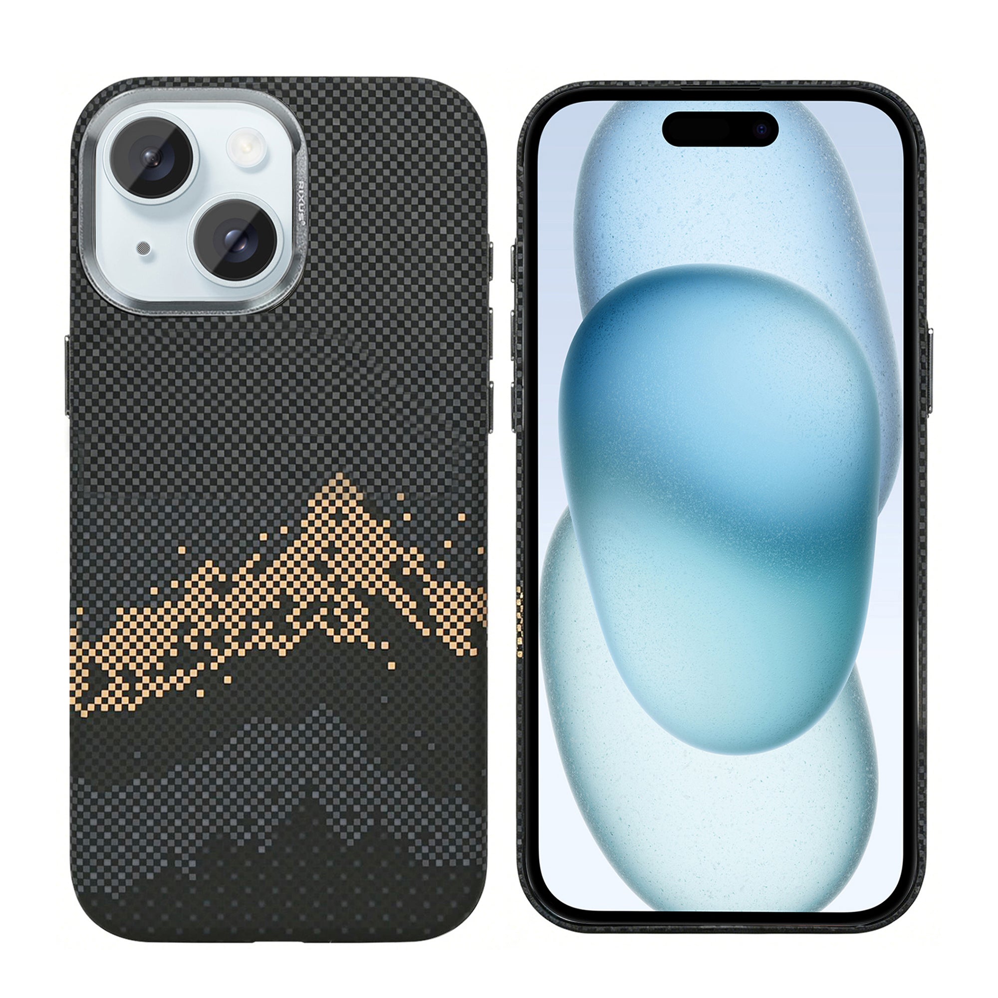Rixus Alpine Ultra-Slim Case With MagSafe Compatible RXD082 For Apple iPhone 15 Mountain Black