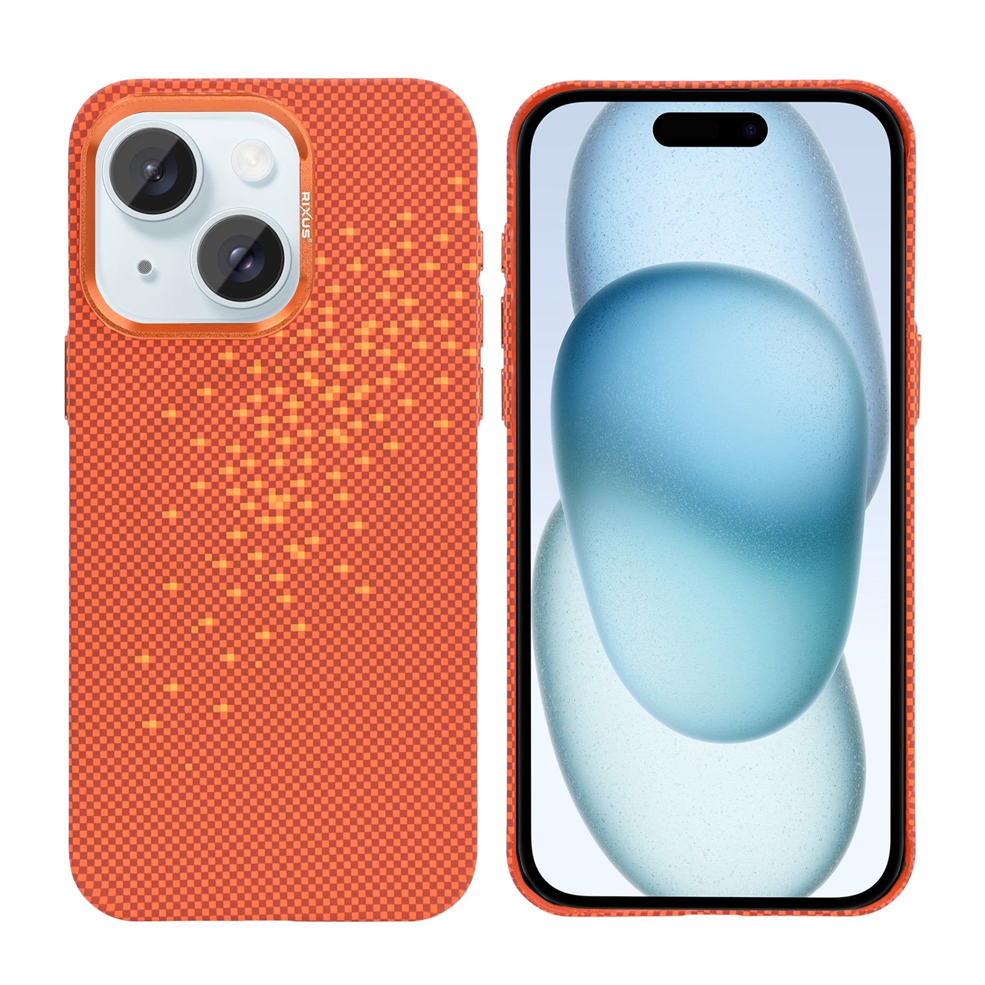 Rixus Alpine Ultra-Slim Case With MagSafe Compatible RXD021 For Apple iPhone 15 Galaxy Orange