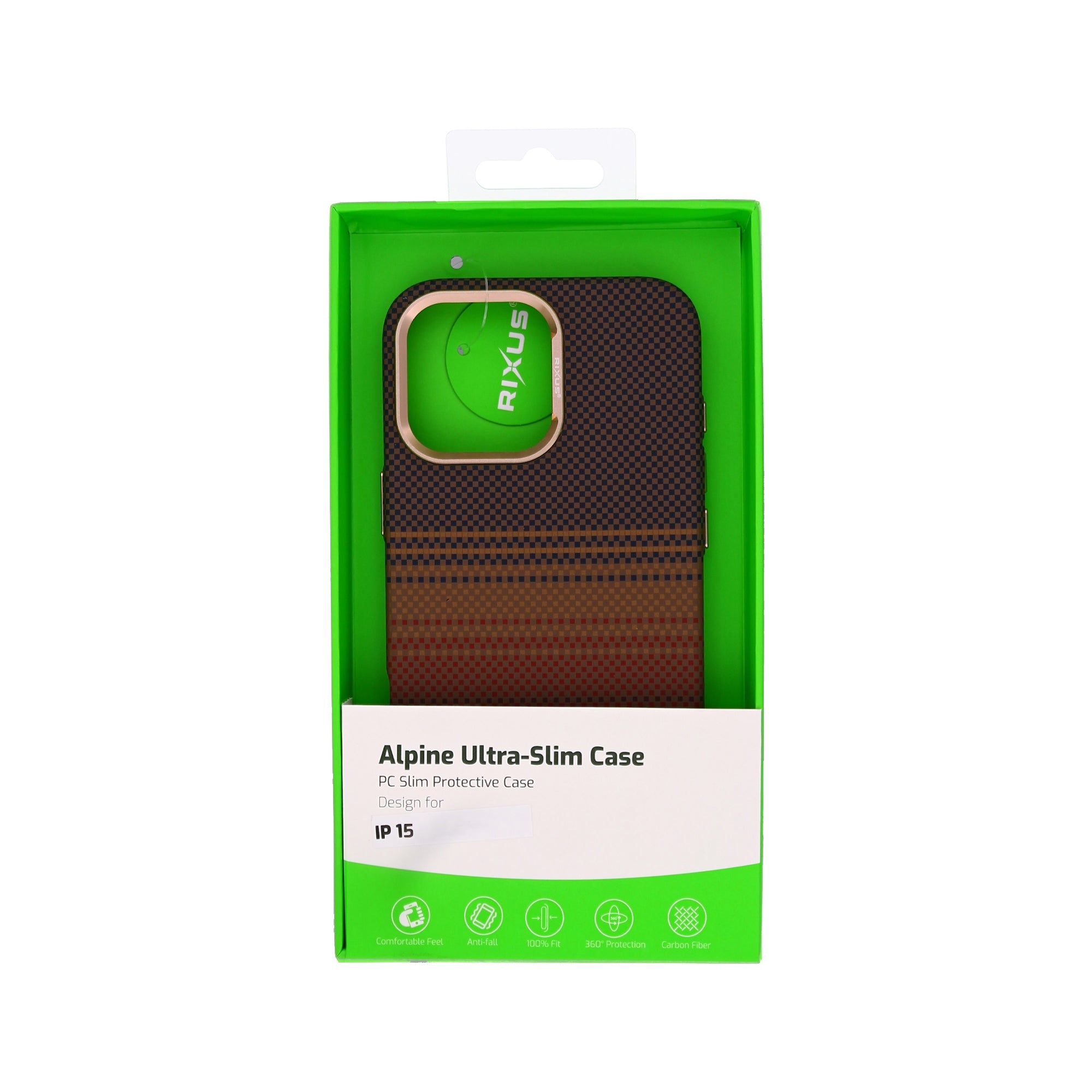 Rixus Alpine Ultra-Slim Case With MagSafe Compatible RXA130 For Apple iPhone 15 Stripe Brown
