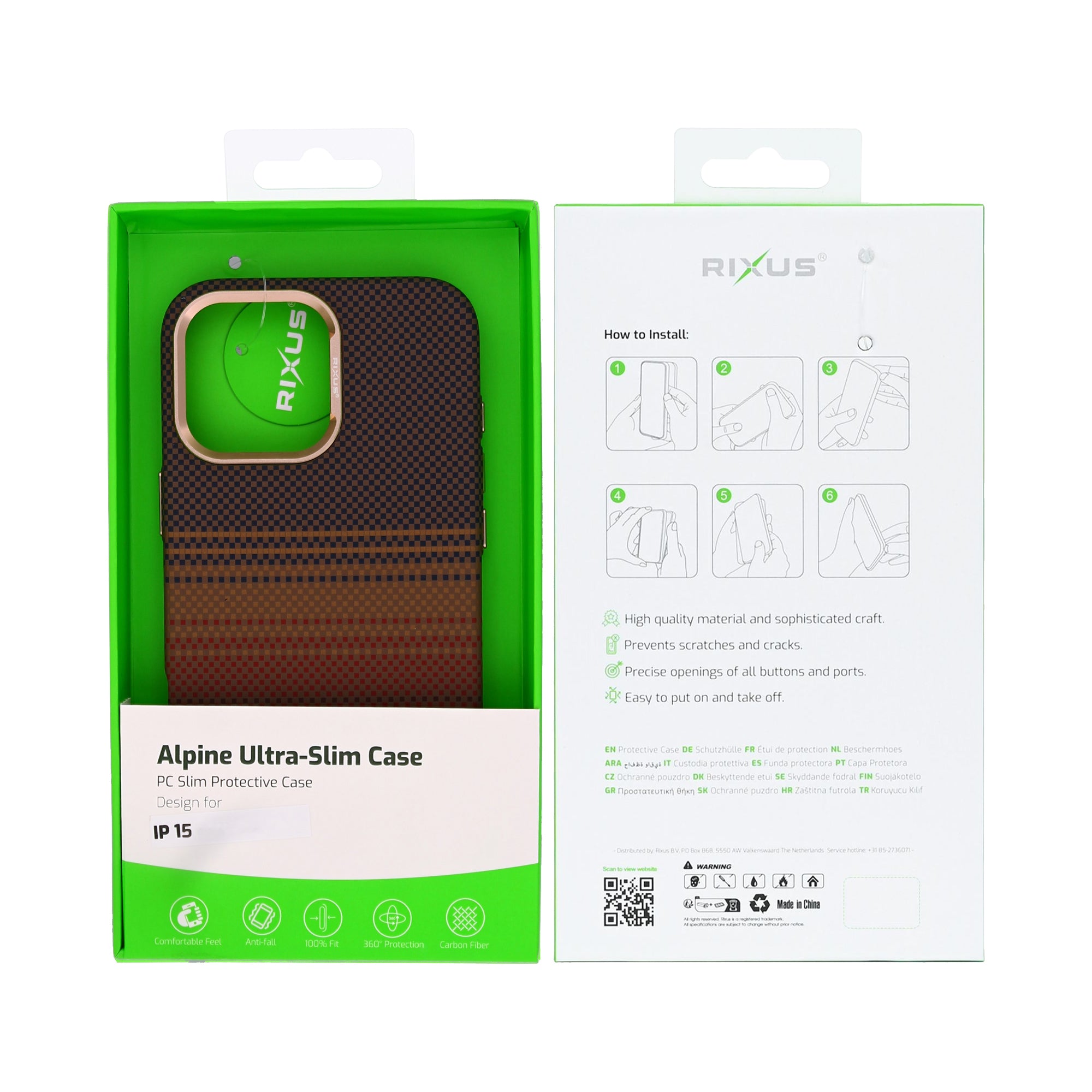 Rixus Alpine Ultra-Slim Case With MagSafe Compatible RXA130 For Apple iPhone 15 Stripe Brown