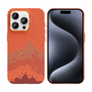 Rixus Alpine Ultra-Slim Case With MagSafe Compatible RXD081 For Apple iPhone 15 Pro Mountain Orange