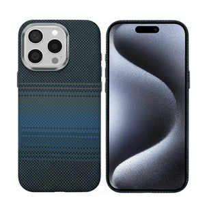 Rixus Alpine Ultra-Slim Case With MagSafe Compatible RXA131 For Apple iPhone 15 Pro Stripe Blue