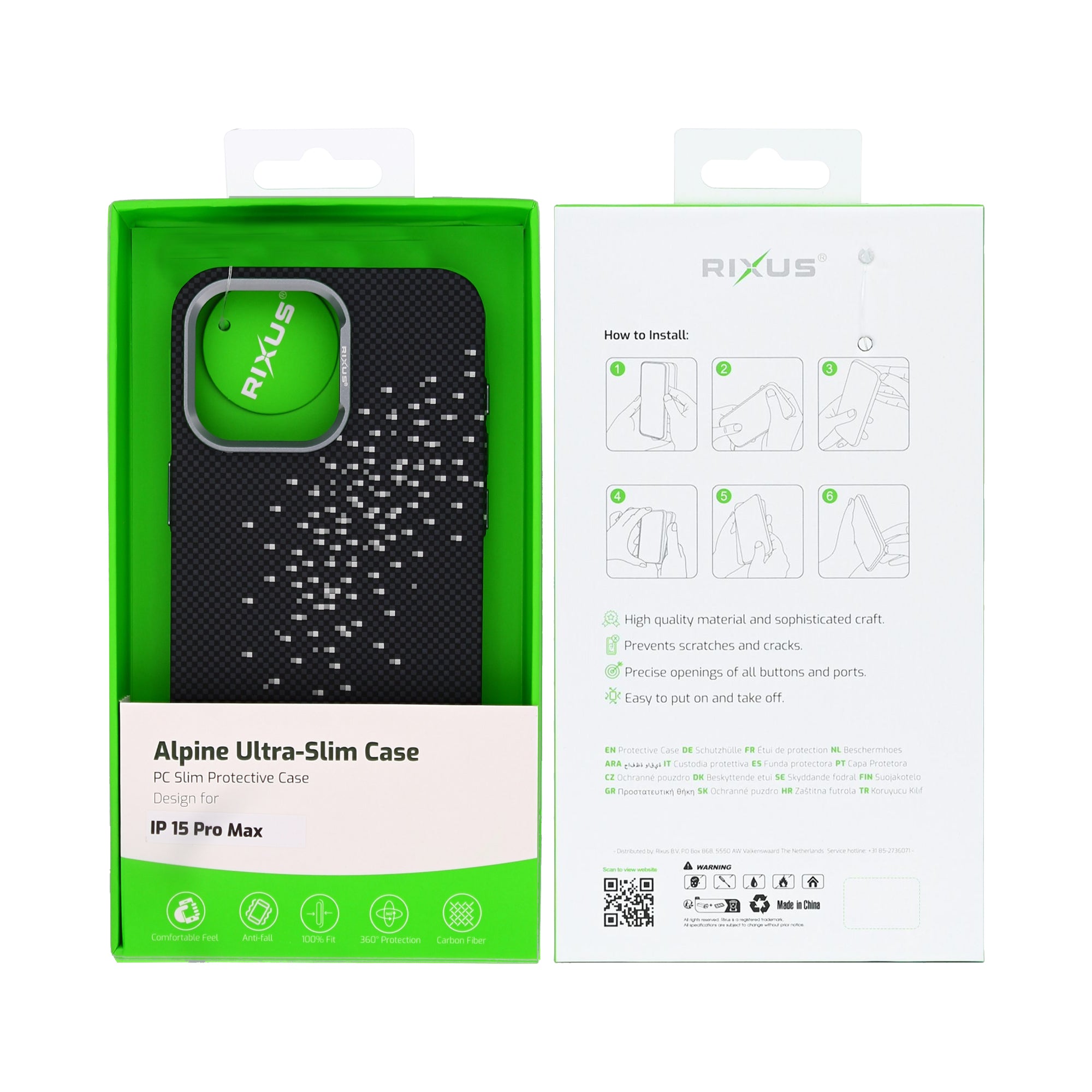 Rixus Alpine Ultra-Slim Case With MagSafe Compatible RXD022 For Apple iPhone 15 Pro Max Galaxy Black
