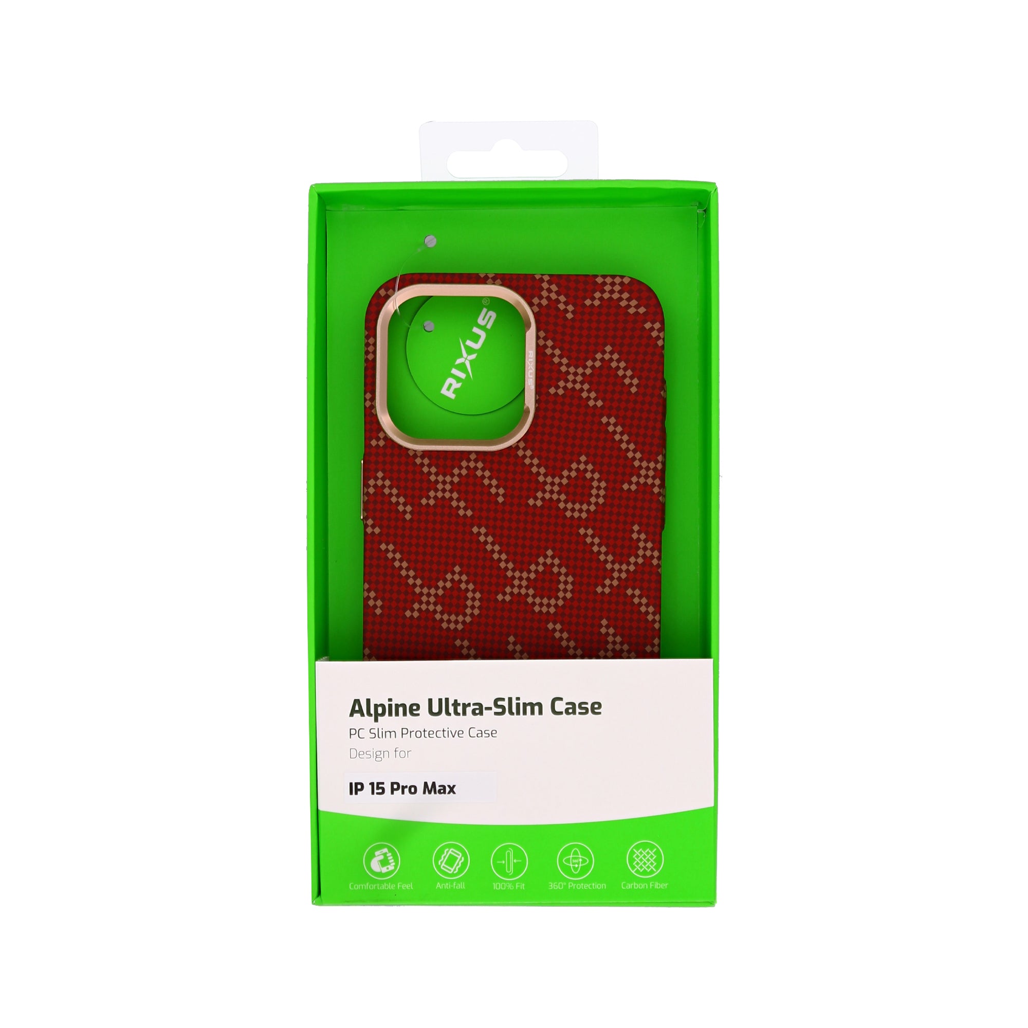 Rixus Alpine Ultra-Slim Case With MagSafe Compatible RXA093 For Apple iPhone 15 Pro Max Cherry Red