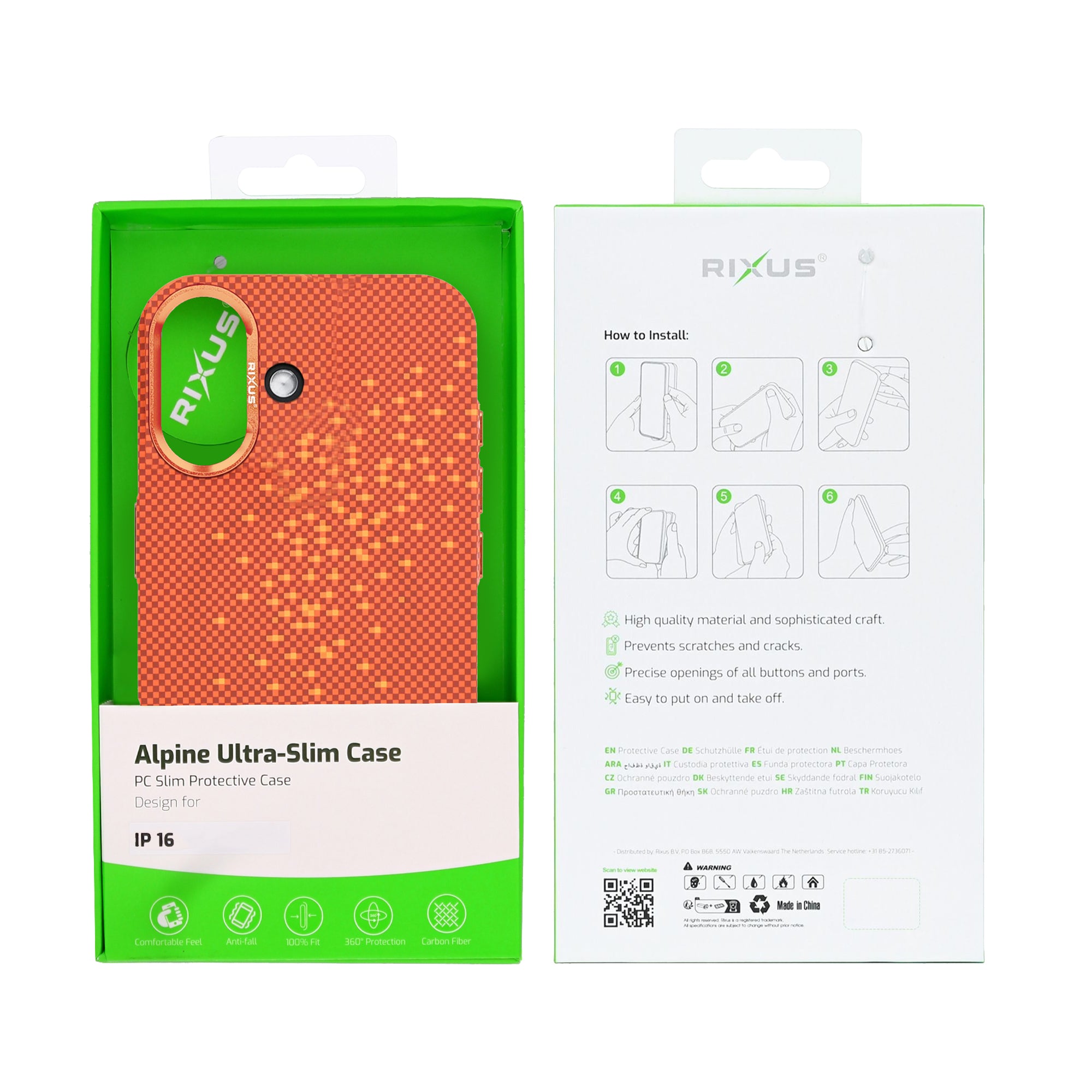 Rixus Alpine Ultra-Slim Case With MagSafe Compatible RXD021 For Apple iPhone 16 Galaxy Orange