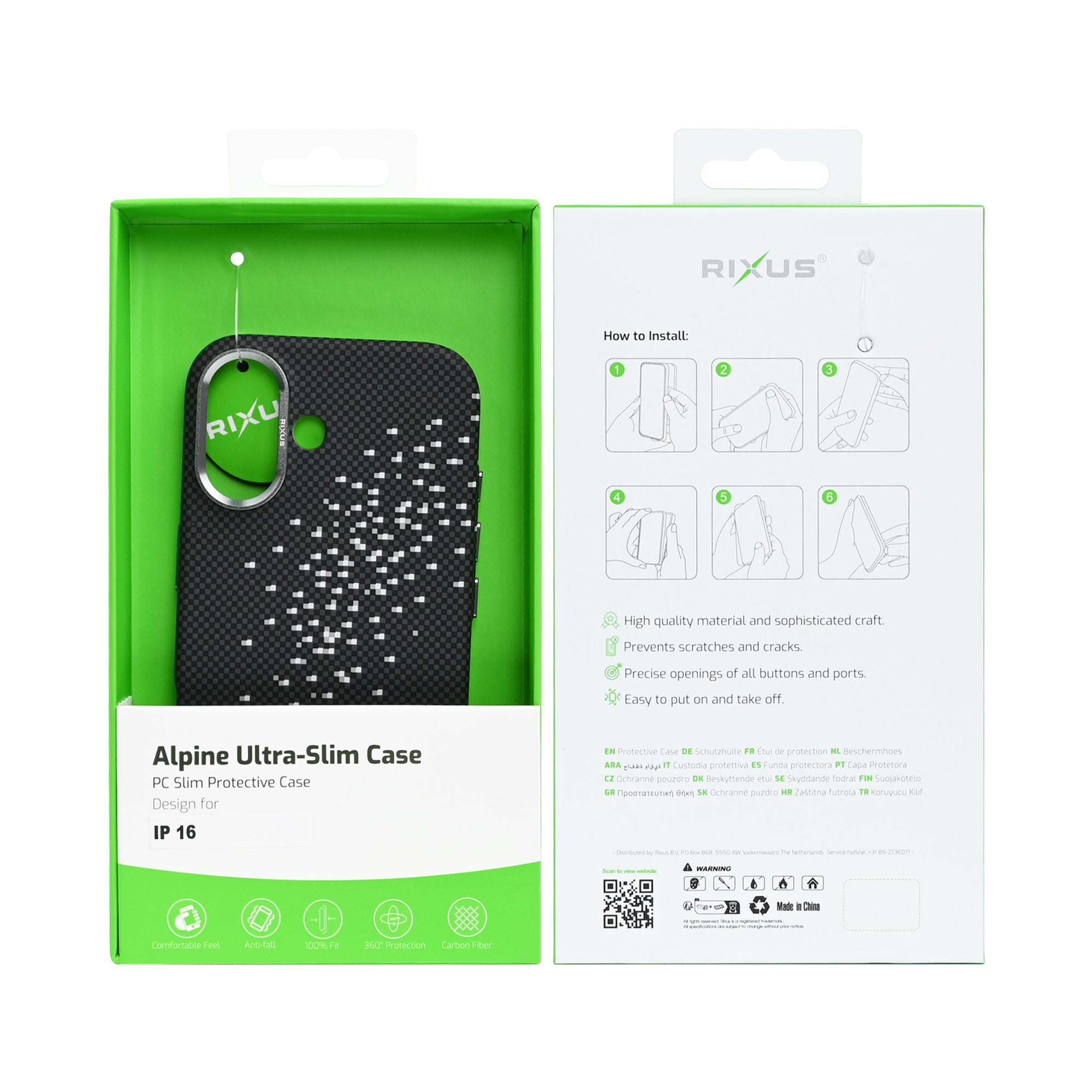 Rixus Alpine Ultra-Slim Case With MagSafe Compatible RXD022 For Apple iPhone 16 Galaxy Black