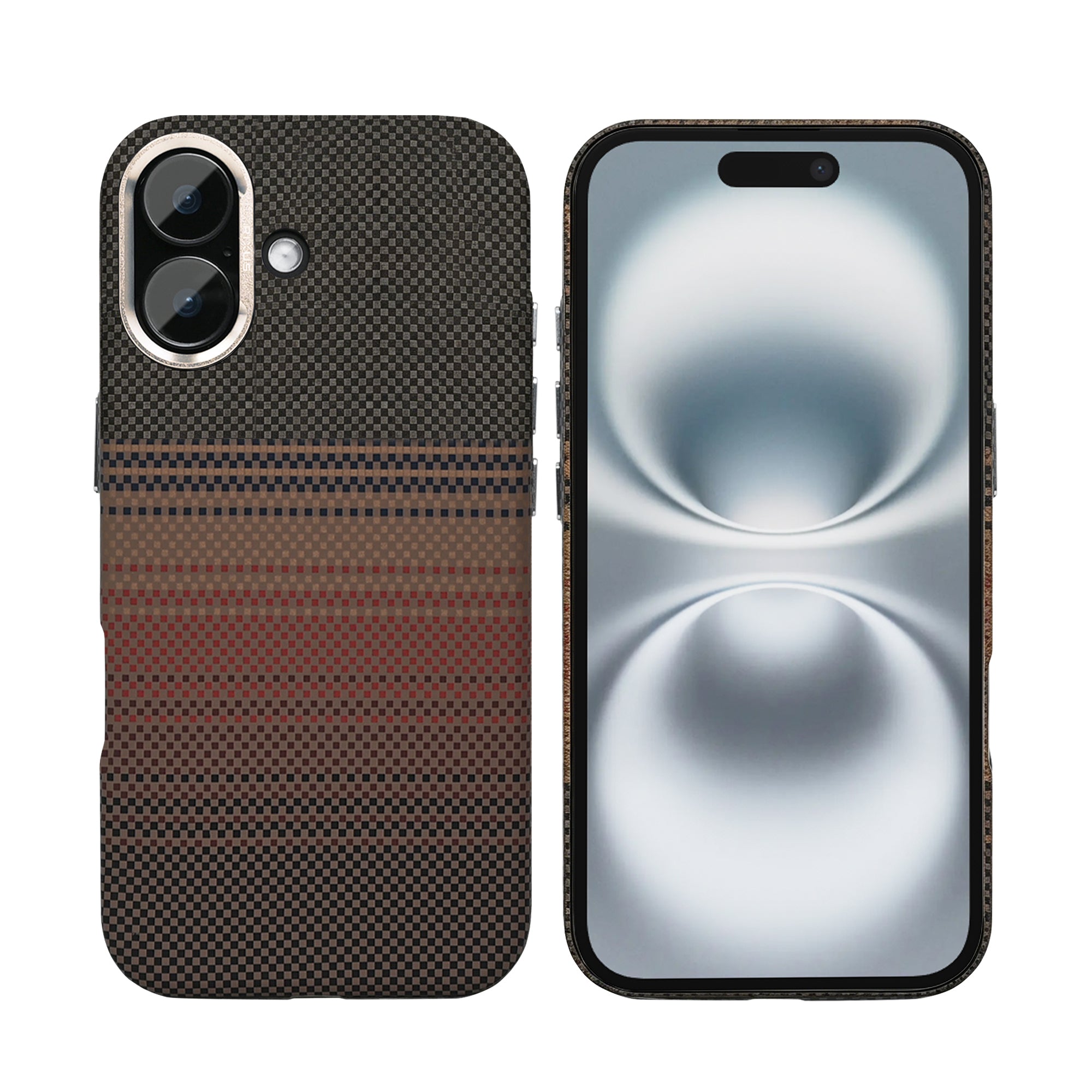 Rixus Alpine Ultra-Slim Case With MagSafe Compatible RXA130 For Apple iPhone 16 Stripe Brown