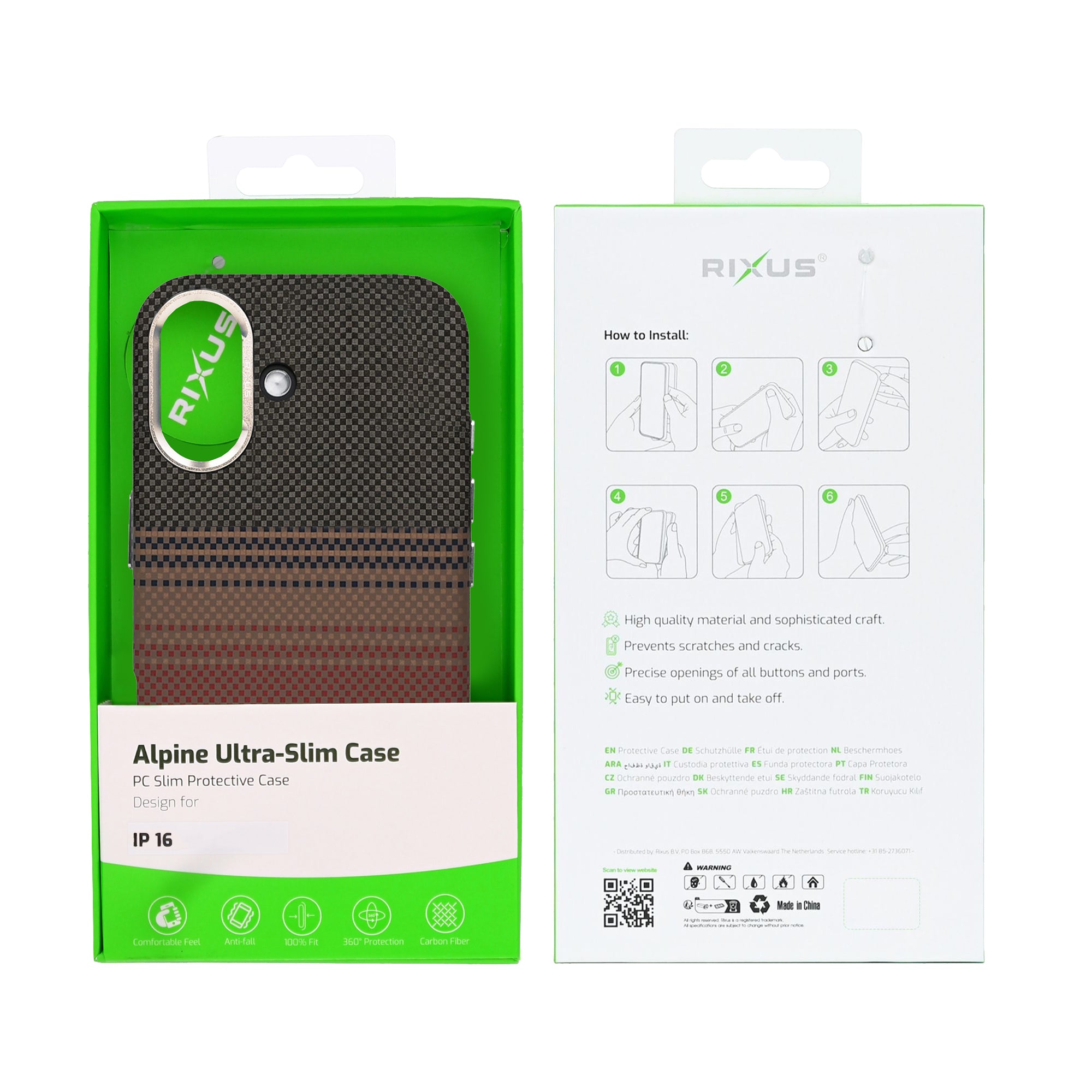 Rixus Alpine Ultra-Slim Case With MagSafe Compatible RXA130 For Apple iPhone 16 Stripe Brown