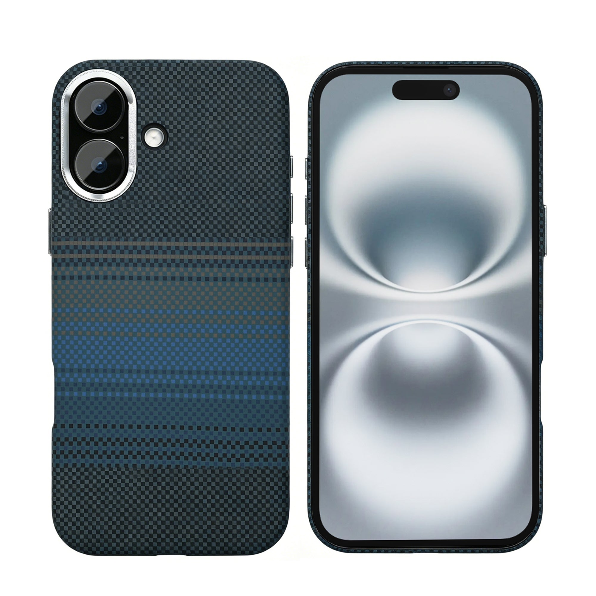 Rixus Alpine Ultra-Slim Case With MagSafe Compatible RXA131 For Apple iPhone 16 Stripe Blue