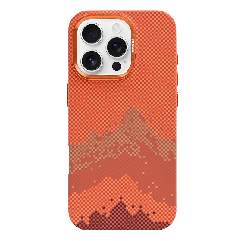 Rixus Alpine Ultra-Slim Case With MagSafe Compatible RXD081 For Apple iPhone 16 Pro Mountain Orange