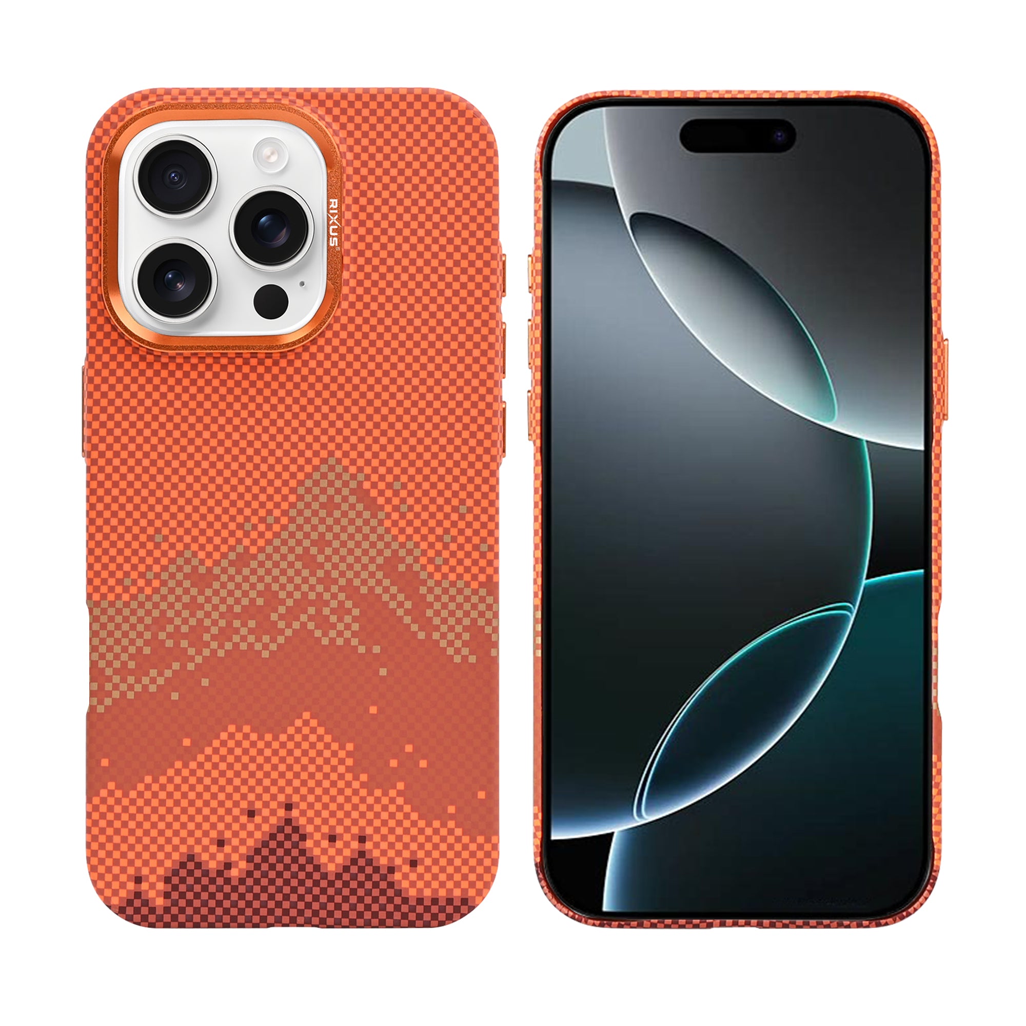 Rixus Alpine Ultra-Slim Case With MagSafe Compatible RXD081 For Apple iPhone 16 Pro Mountain Orange