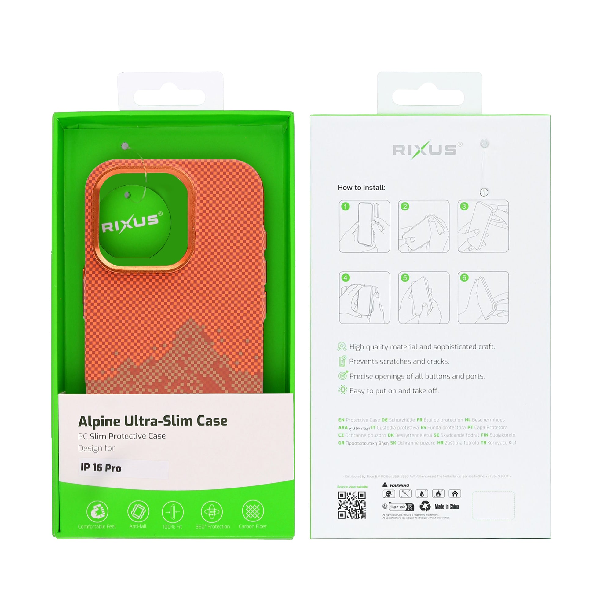 Rixus Alpine Ultra-Slim Case With MagSafe Compatible RXD081 For Apple iPhone 16 Pro Mountain Orange